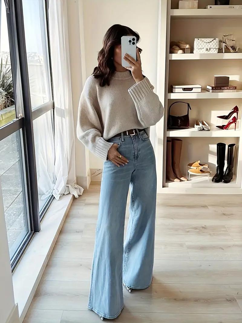 Women's Vintage Knit Sweater, Fall Winter New Round Neck Loose Fit Casual Soft Comfortable Top, Elegant High-End Slimming Design