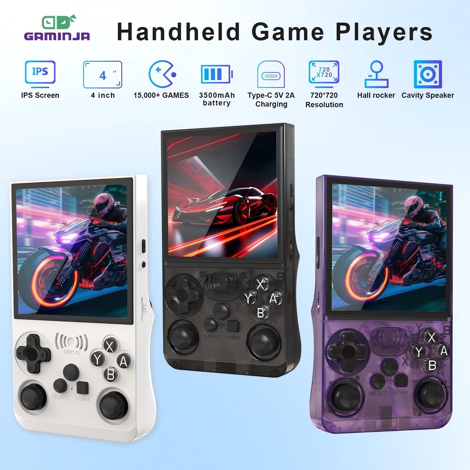 GAMINJA Upgraded ANS13 Open-source Handheld Game Console Linux System 4-inch IPS High-definition Screen Gaming Handheld Portable Retro and Handheld Device Comes with Over 15,000 Games and 20+ Emulators