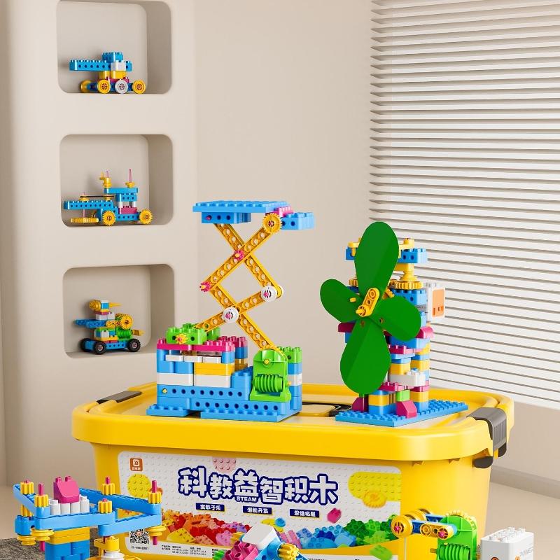 Stem-Certified Building Blocks Set, Motorized Gear Learning Kit, Educational Construction Toys for Boys & Girls Ages 3+, Fun Stem Toy