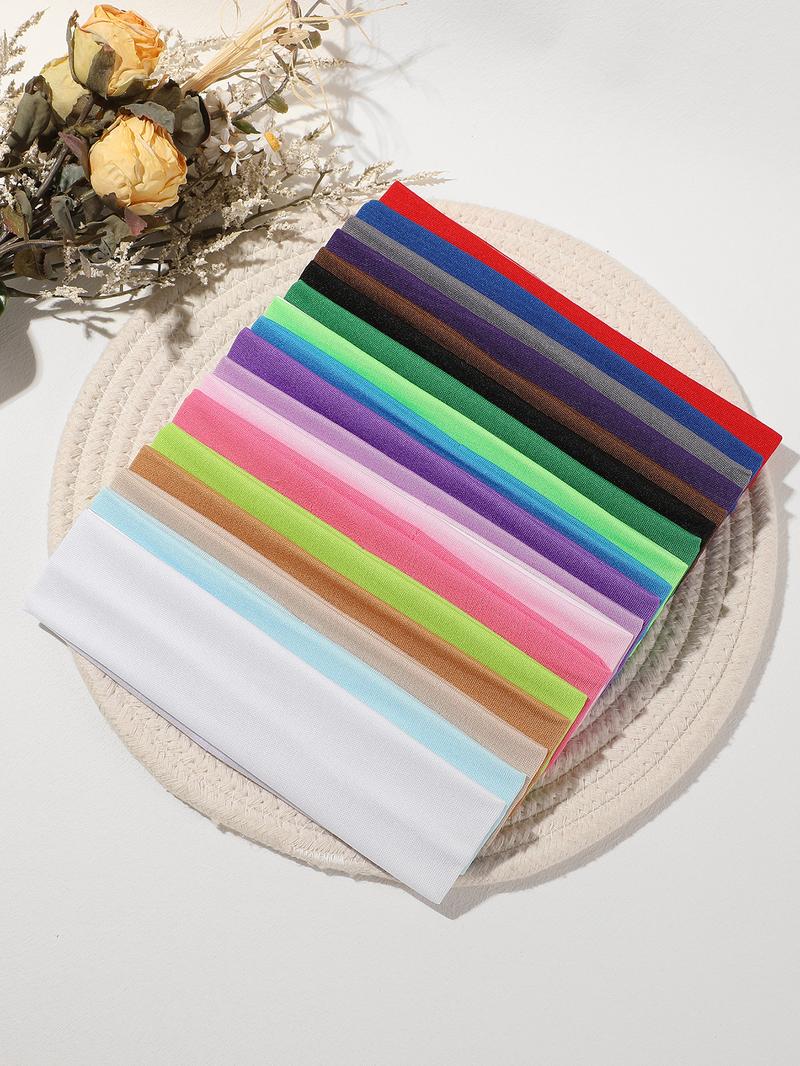 18-Piece Colorful Fabric Sports Headbands Set, Daily Casual Hair Bands for Running & Outdoor Activities, Comfortable Design, Elastic Headband