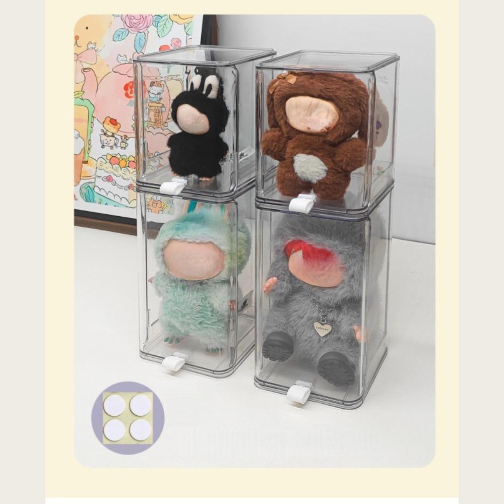 Large Transparent Pull-Out Display Case - Clear Collectible Storage Box, Suitable for Action Figures, Dolls, Boba. Dustproof Design - Ideal for Home, Office or Store Display, Elegant Appearance.