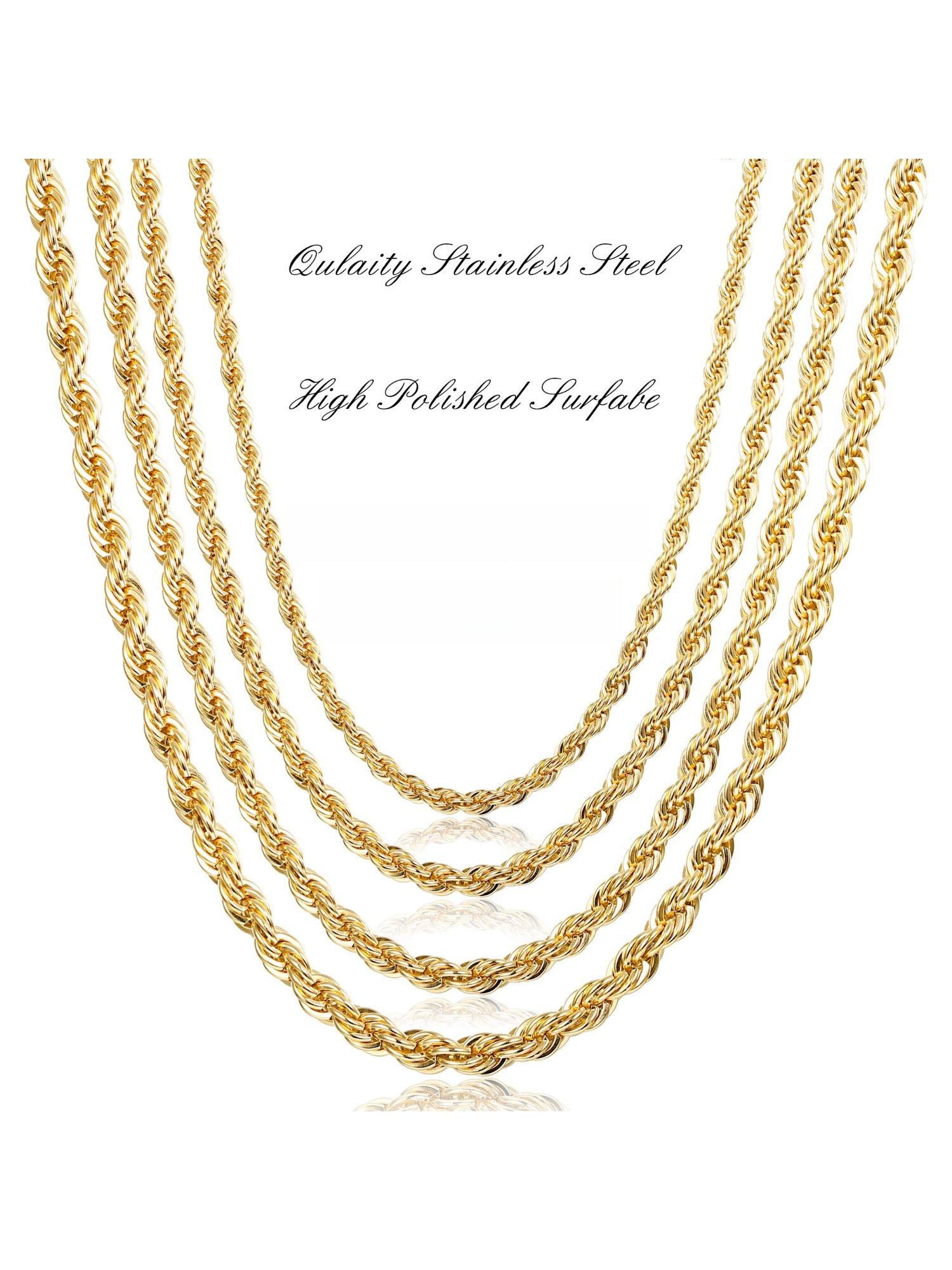 1 Pc Classic Golden Twisted Rope Link Chain for Women Men Sturdy Hypoallergenic Stainless Steel Necklace Dainty Minimalist Style Ideal for Layering Daily Outfits Special Occasion Gifting