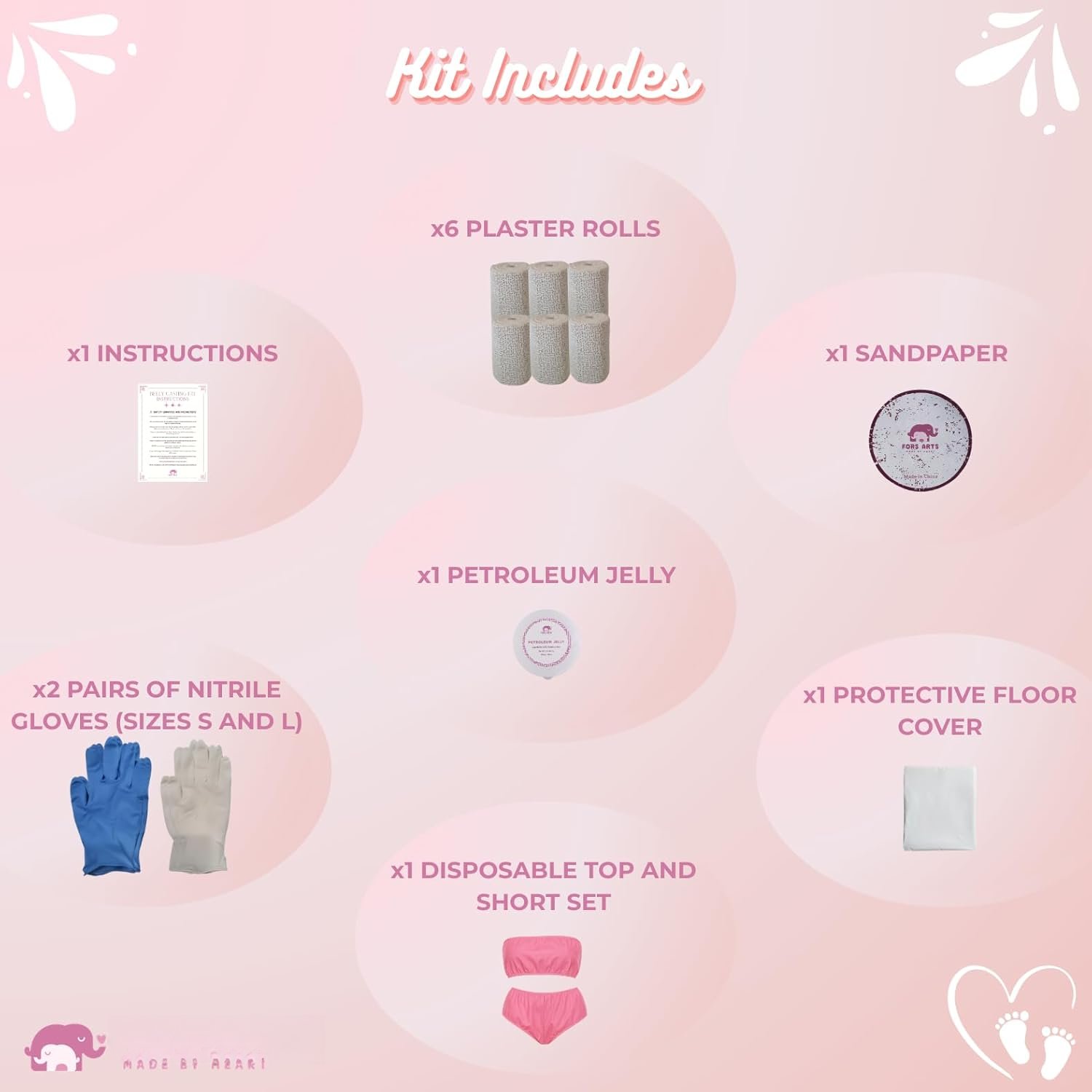 Casting Kit - Easy DIY Cast Plaster Kit with 6 Plaster Rolls & Accessories, Bump Keepsake, Maternity Cast, Molding Kit, for Expecting Moms Casting Kit - Easy DIY Cast Plaster Kit with 6 Plaster Rolls & Accessories, Bump Keepsake, Maternity Cast, Molding Kit, for Expecting Moms