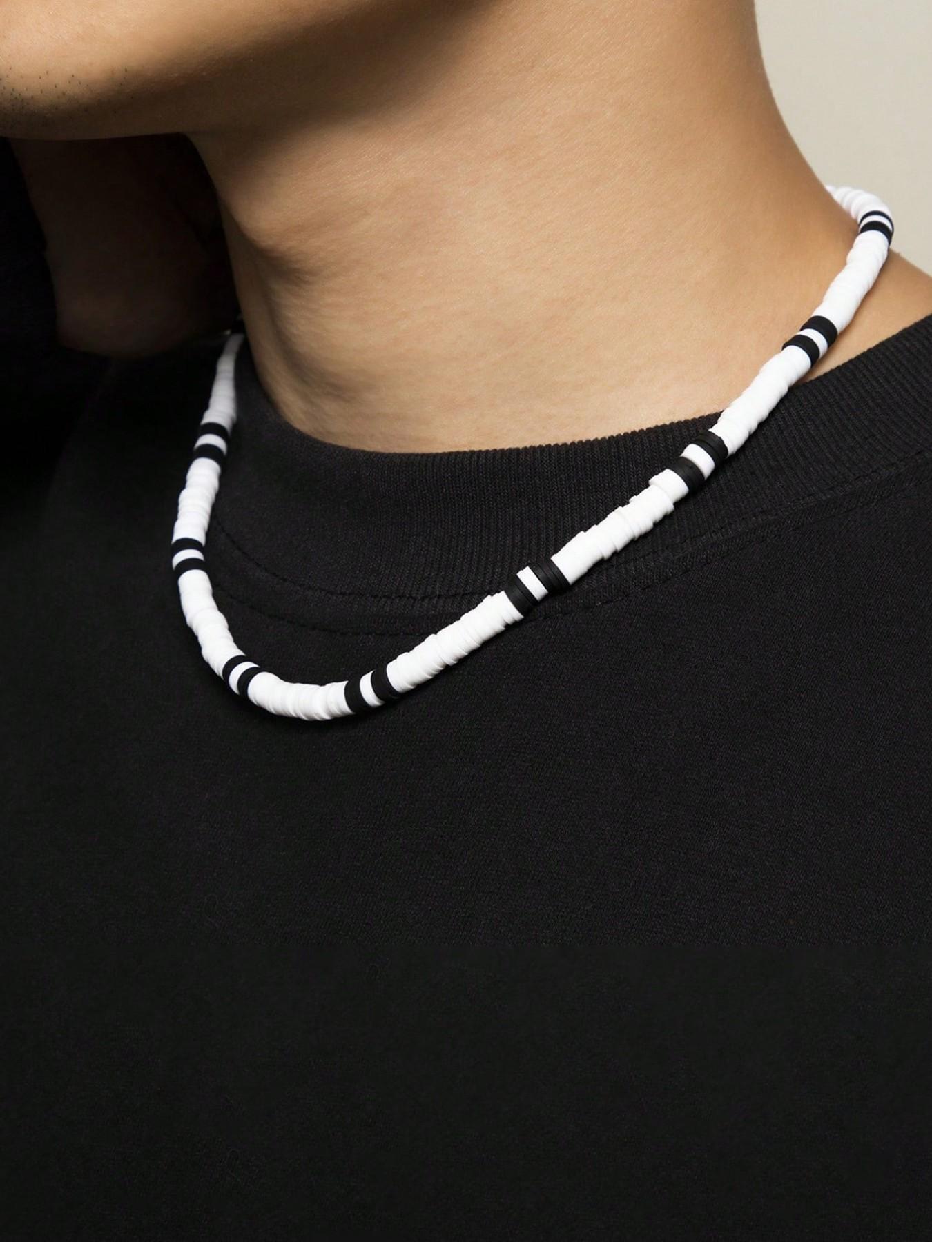 Men's Soft Clay Interval Splicing Necklace, Casual Versatile Soft Clay Necklace, Simple Style Jewelry Accessory