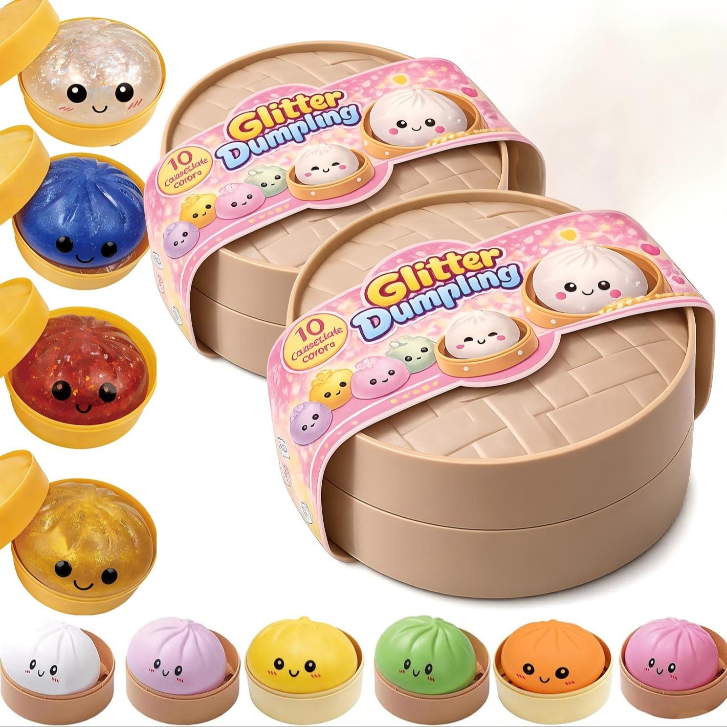 Cute Expression Bounce Back Dumpling Stress Relief Toy, Colorful Smiley Face Steamer Basket Large Dumpling, Creative Fun Gift for Boys Girls