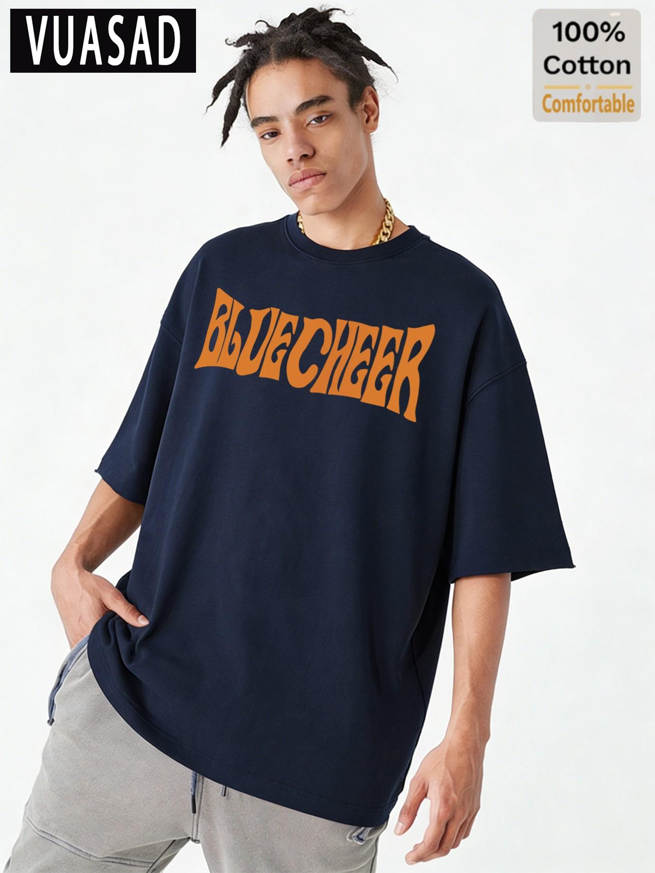 100% Cotton Short Sleeve T-Shirt, Street Style Vintage Letter Print, Loose Fit Drop Shoulder Top, Casual Half Sleeve Tee