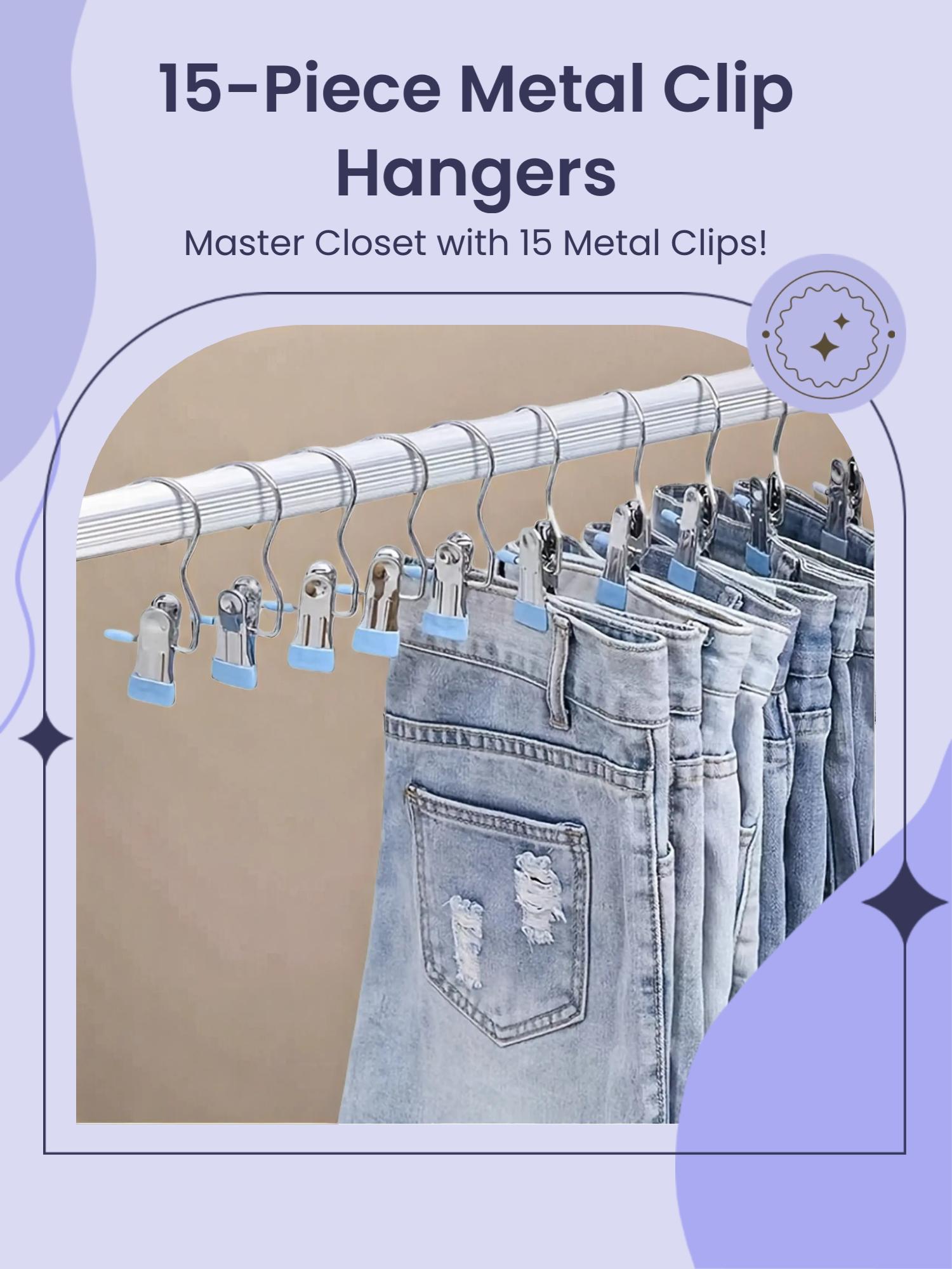 Riding the Home Organization Trend! These  10/15 - piece Metal Clip Hangers are a MUST - HAVE! Anti - Slip, Windproof, Great for Pants, Boots & Hats! Neaten Up Your Closet Effortlessly! # HomeDecor # ClothesStorage Stainless Steel Hanger