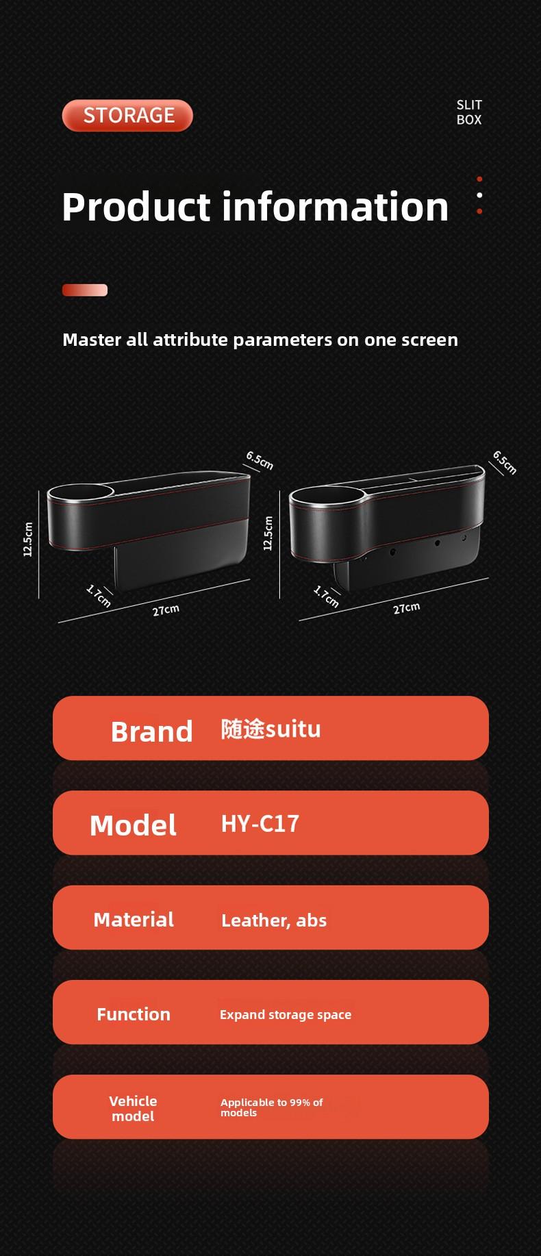 Car Seat Side Storage Box Car Interior Organizer Bag Car Gap Filler for Phone Keys Wallet Car Accessories Auto Interior Decoration Black Tech Car Gadget Car Seat Pocket Organizer for Car Storage Solut