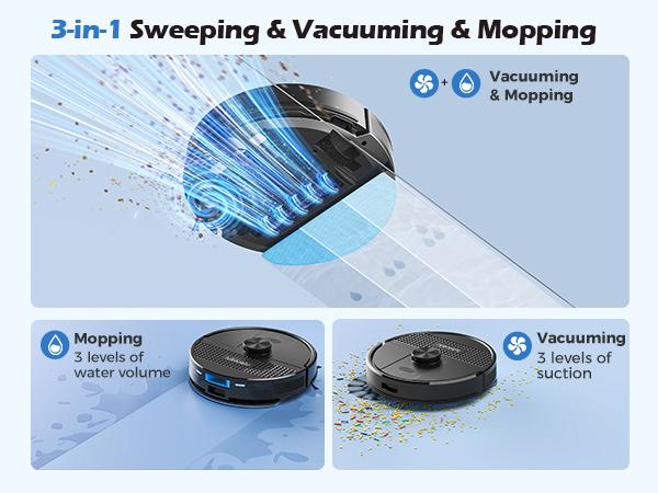 Lubluelu SL68 Plus Smart Robot vacuum and Mop with Auto-Empty Dock, 5500Pa Strong Suction, 60-Day Large Dustbin, LiDAR Navigation, Alexa & App Control – for Pet Hair, Floors & Carpets