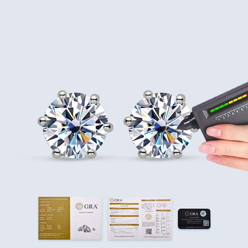 [ASM-EA100] 0.5 CT  Round Cut Moissanite Earring Ladies S925 Sterling Silver Earrings D Color VVS1 Moissanite Studs Earrings