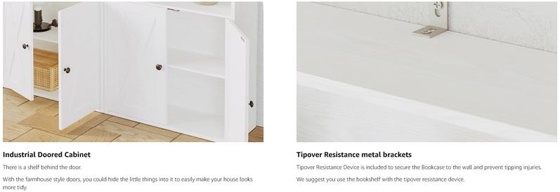 IRONCK Industrial Bookshelves and Bookcases with Doors Floor Standing Six Shelf Display Storage Shelves 70 in Tall Bookcase for Home Office, Living Room