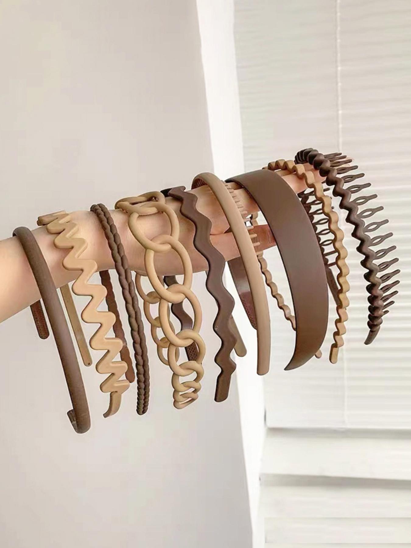 9pcs/set Multicolor Women's Simple Style Hollow out Design Hair Hoops, Casual Trendy Plain Hair Hoops, Fashionable Hair Accessories for Women & Girls for Hairstyle Decoration, Headbands