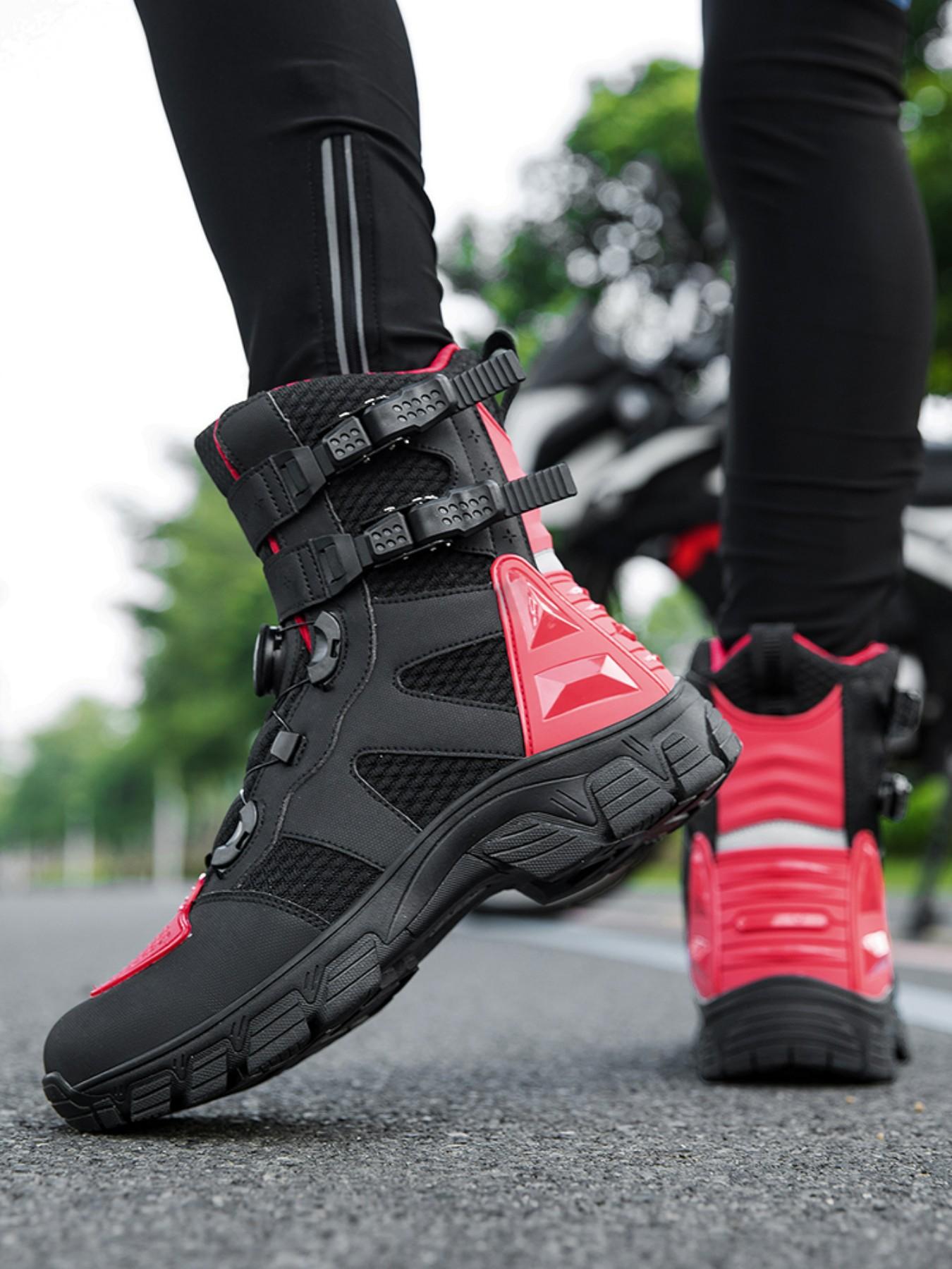 Men's Motorcycle Riding Shoes, Anti-Slip Racing Boots, Waterproof Safety Design, Comfortable and Secure, Ideal for Safe Cycling