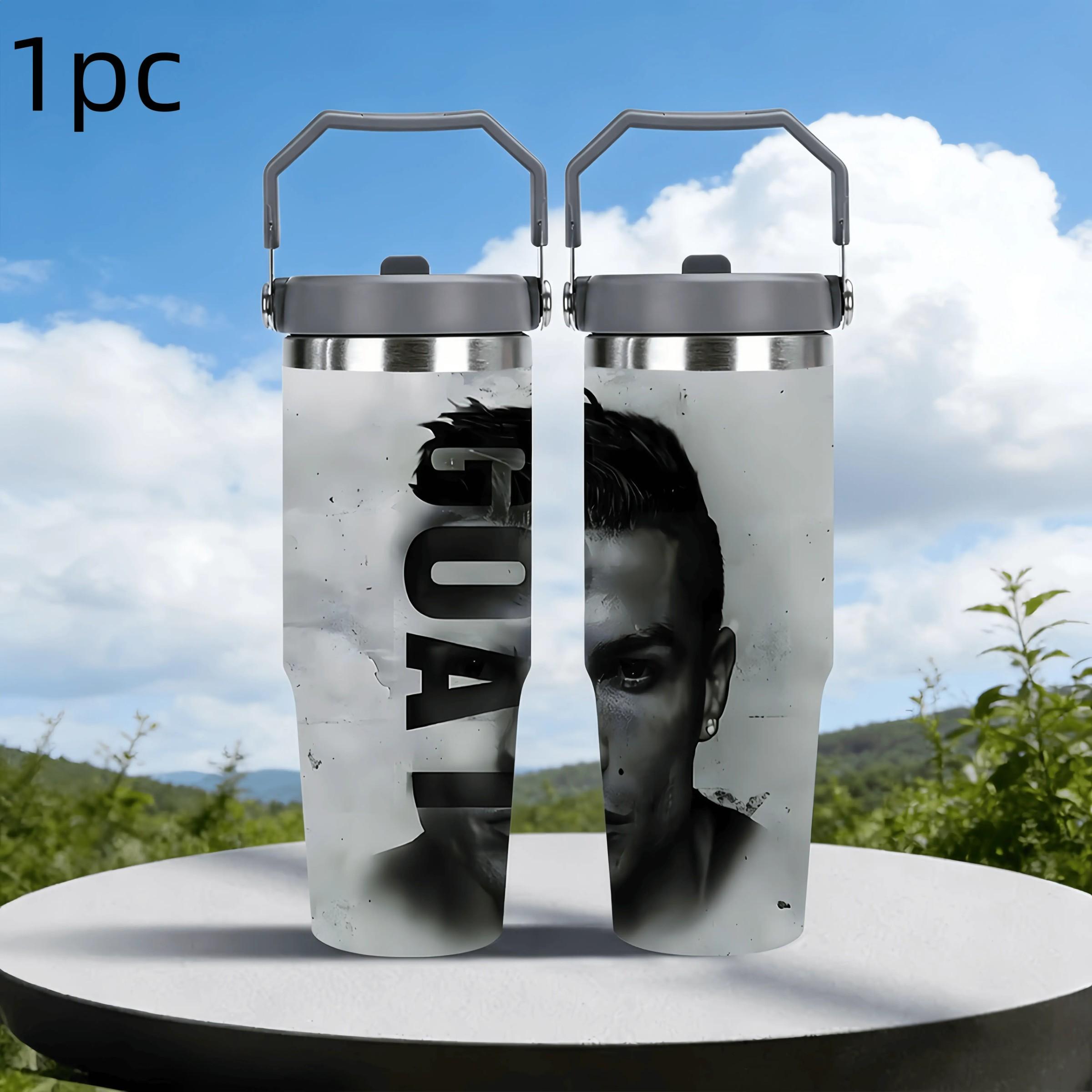 1pc 30oz stainless steel large-capacity car water bottle, Number 7 jersey Pattern，for Cristiano Ronaldo fans.for football enthusiasts. various patterns to choose from, fan gift, Outdoor camping Coffee Cups & Mugs