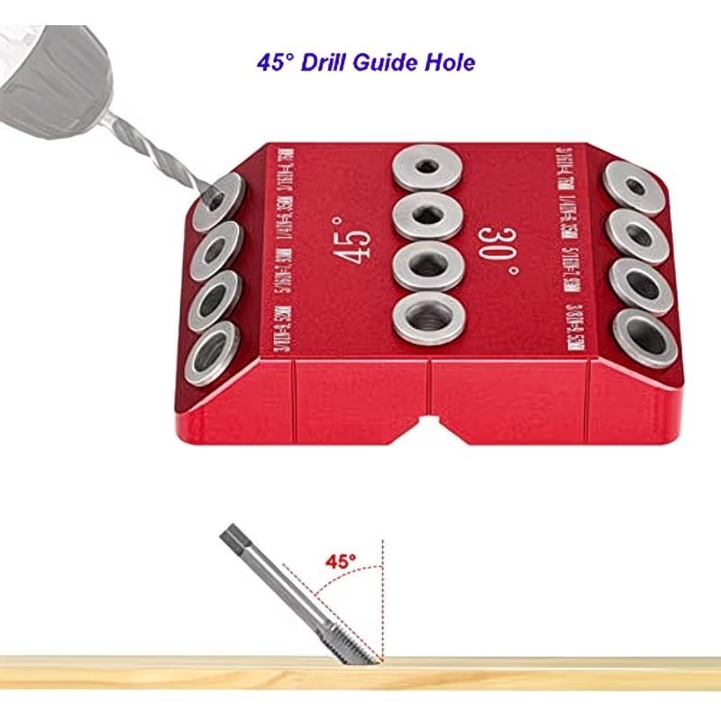 Drill Guide for Cable Railing Bolts, 30° 45° 90° Angles, Durable Metal, Precision Drilling, Ideal for Deck and Stair Railings