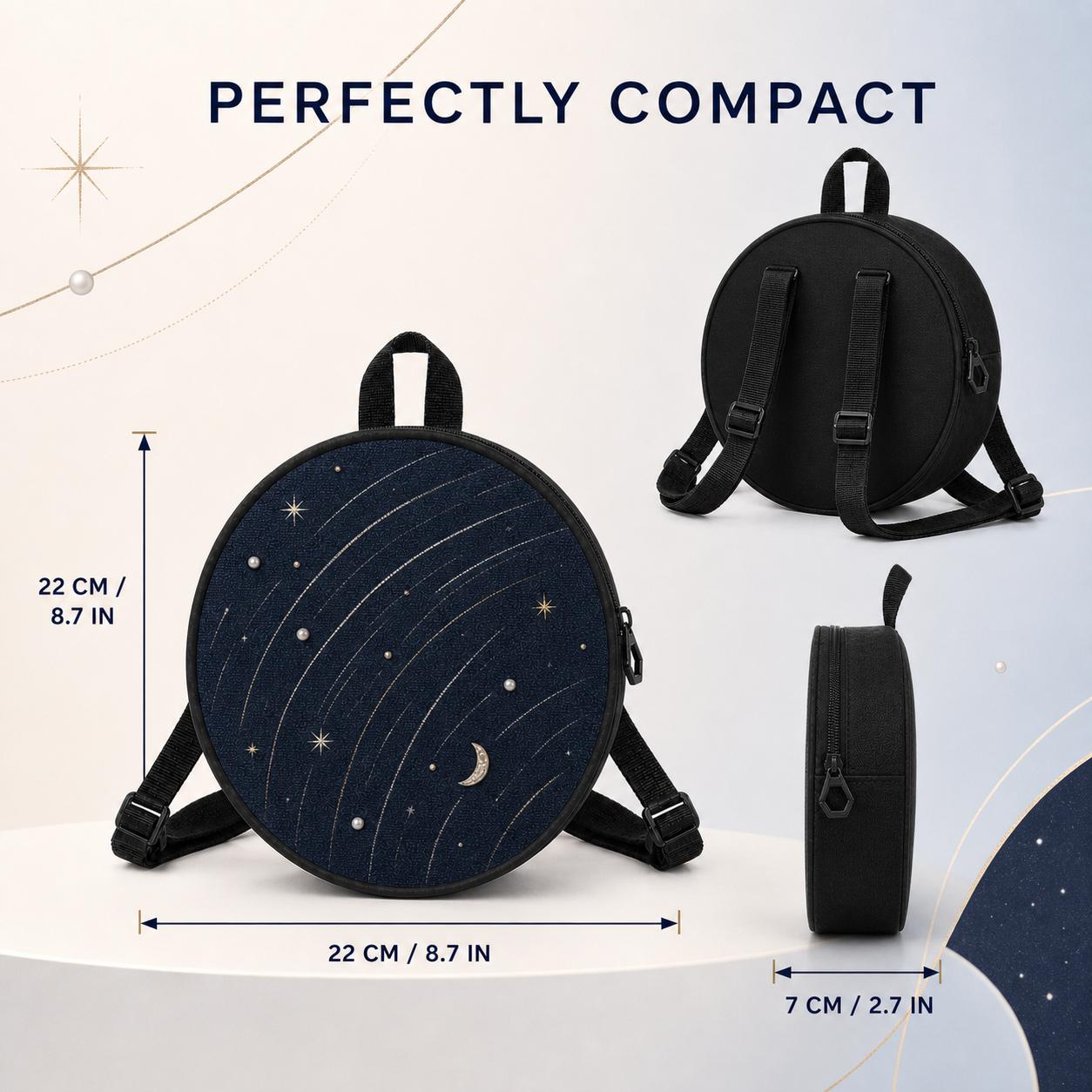 Women’s Round Shape Mini Backpack Purse - Vintage Aesthetic, Unique Pattern, Lightweight Casual Wear Gym Bag for School/Travel, Stylish Fashion Gift Accessory