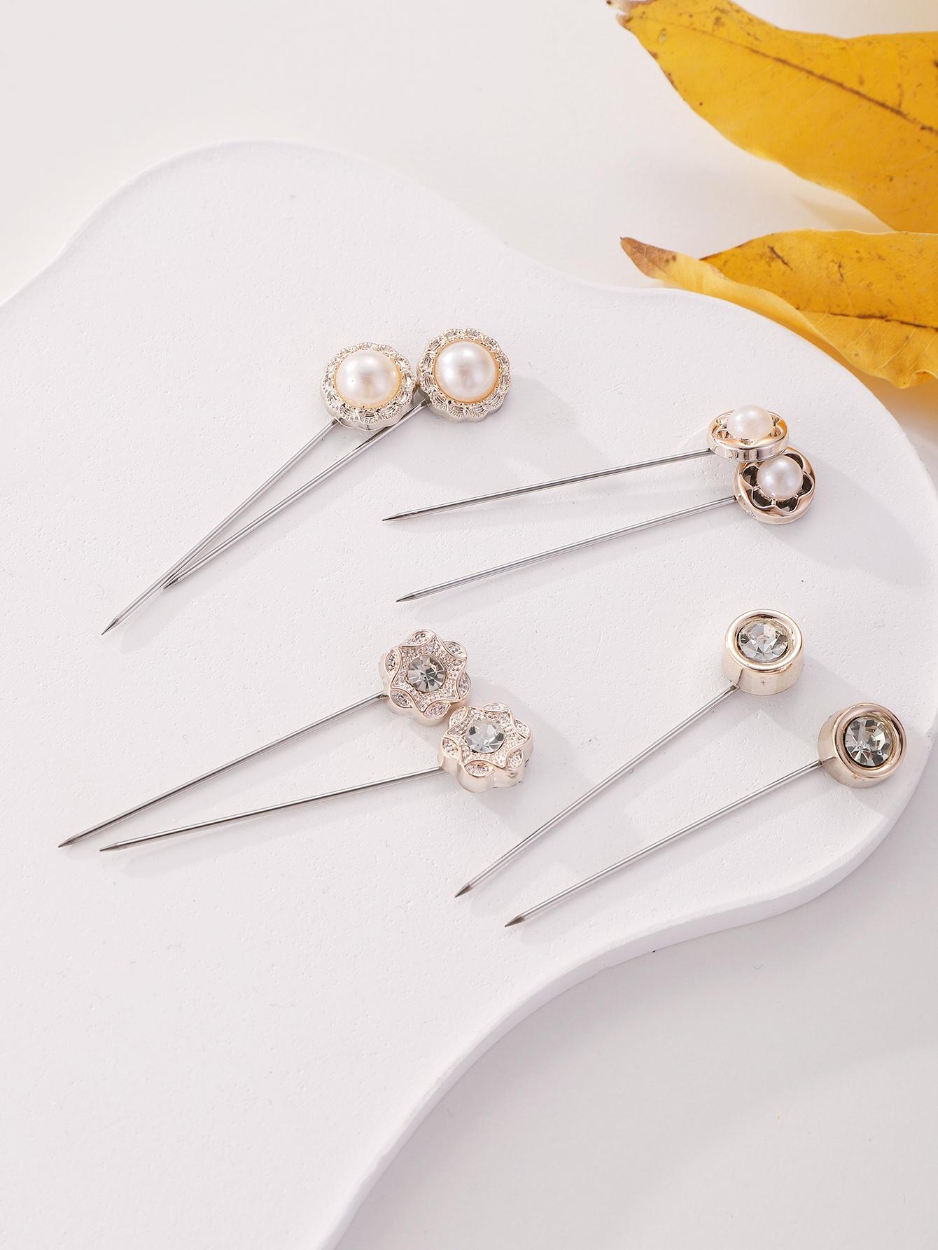 20pcs Multifunctional Head Scarf Pins, Rhinestone Fixed Knitted Scarf Accessories, Versatile Hair Accessory Set for Women