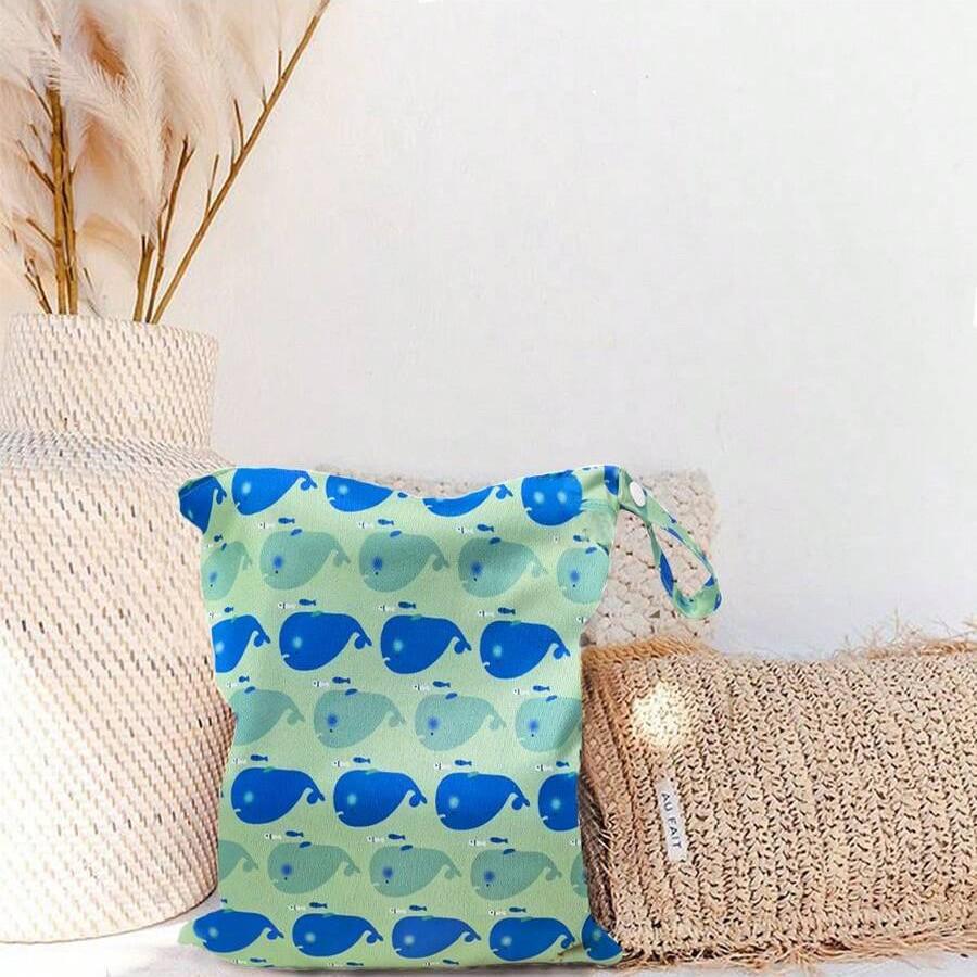 Reusable Diaper Storage Bag for Cloth Diapers & Breast Pump Parts, Dual Zipper Design, Portable Handle, Ideal for Beach Gym Travel