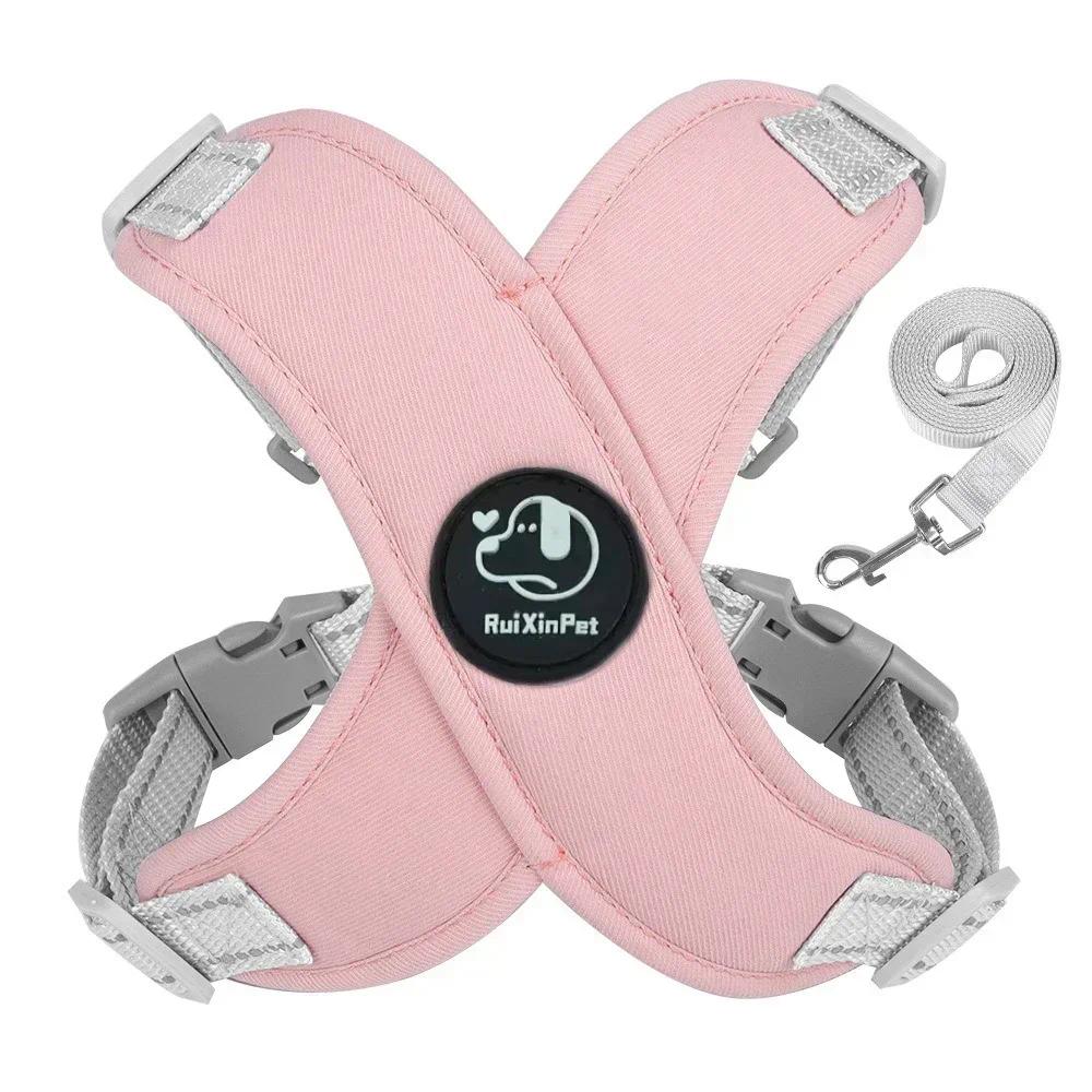 Reflective Dog Vest Harness & Leash Set - Soft, Adjustable, No-Pull Chest Strap, Reflective Strips, Breathable Fabric, Multi-Size for Small-Medium Dogs Cats Pug Daily Walking