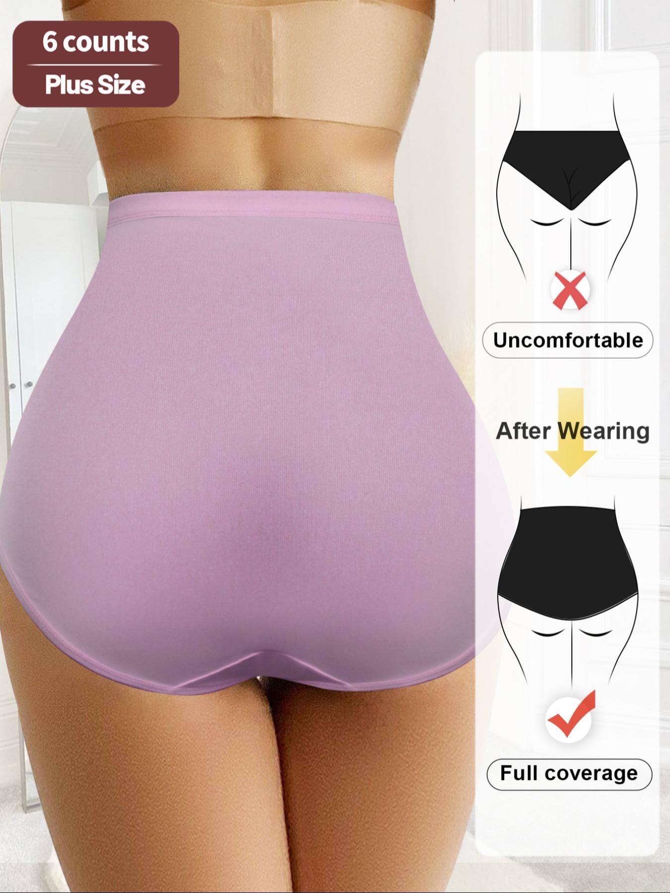 【Plus Size】 Letter Print High Waist Panties, Breathable Comfortable Briefs for Daily Wear, Women's Underwear for All Seasons