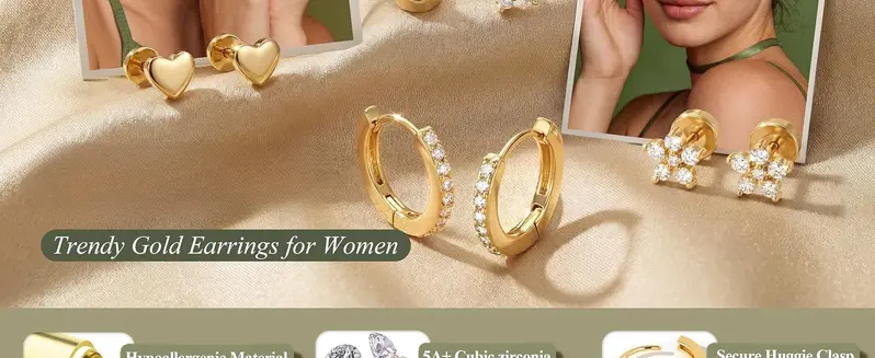 12 Pairs 7mm Gold-Toned Stackable Stainless Steel Earrings - Hypoallergenic Surgical Steel 14K Gold Studs, Flat Back Helix Studs, Earrings for Women, Body-Safe Corrosion Resistant Daily Elegance Jewelry 12 Pairs 7mm Gold-Toned Stackable Stainless Steel Earrings - Hypoallergenic Surgical Steel 14K Gold Studs, Flat Back Helix Studs, Earrings for Women, Body-Safe Corrosion Resistant Daily Elegance Jewelry