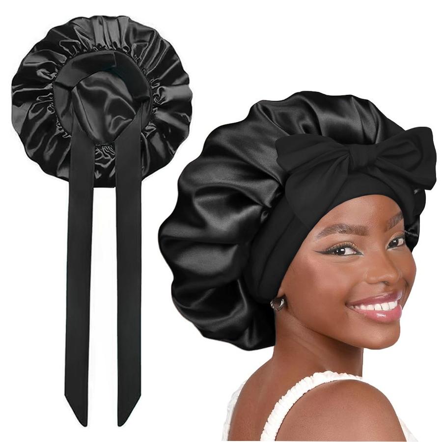 Double Layer Satin Bonnet, Soft and Breathable Hair Care Bonnet,Adjustable Night Sleeping Cap,Heatless Styling Tool for Women, Hair Care Wrap
