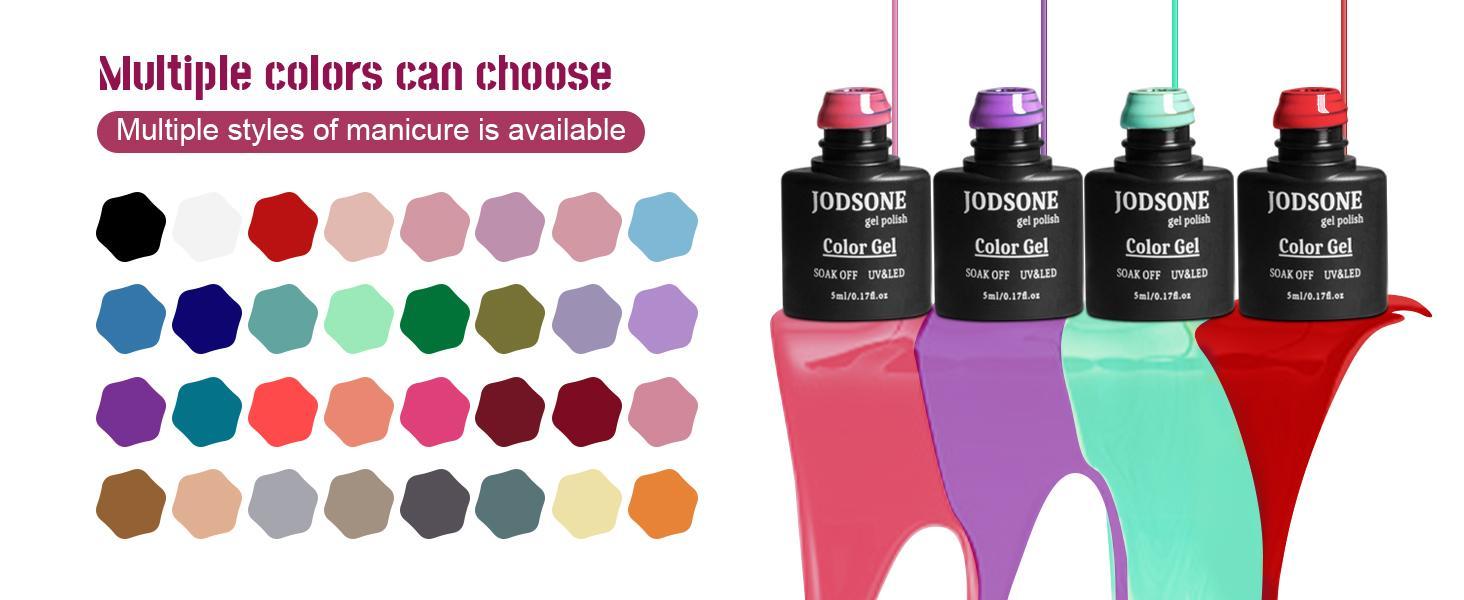 JODSONE Gel Nail Polish Kit with U V Light 36 PCS Classic Black and White Nude and Blue Purple Gel Polish Set with Manicure Tools Suitable for All Seasons Perfect Gifts for Manicure Lover