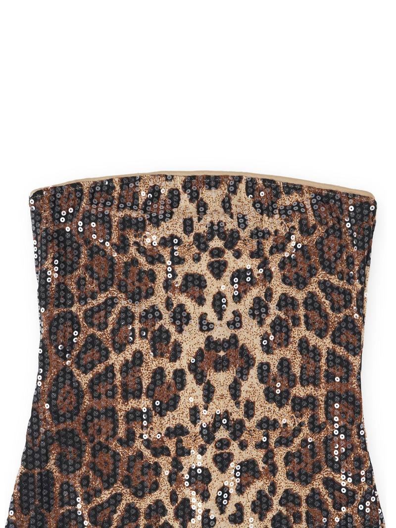 Sexy Leopard Print Sequin Halter Dress, Bodycon Short Skirt, Slim Fit, Perfect for Parties and Nightouts, Women's Fashion