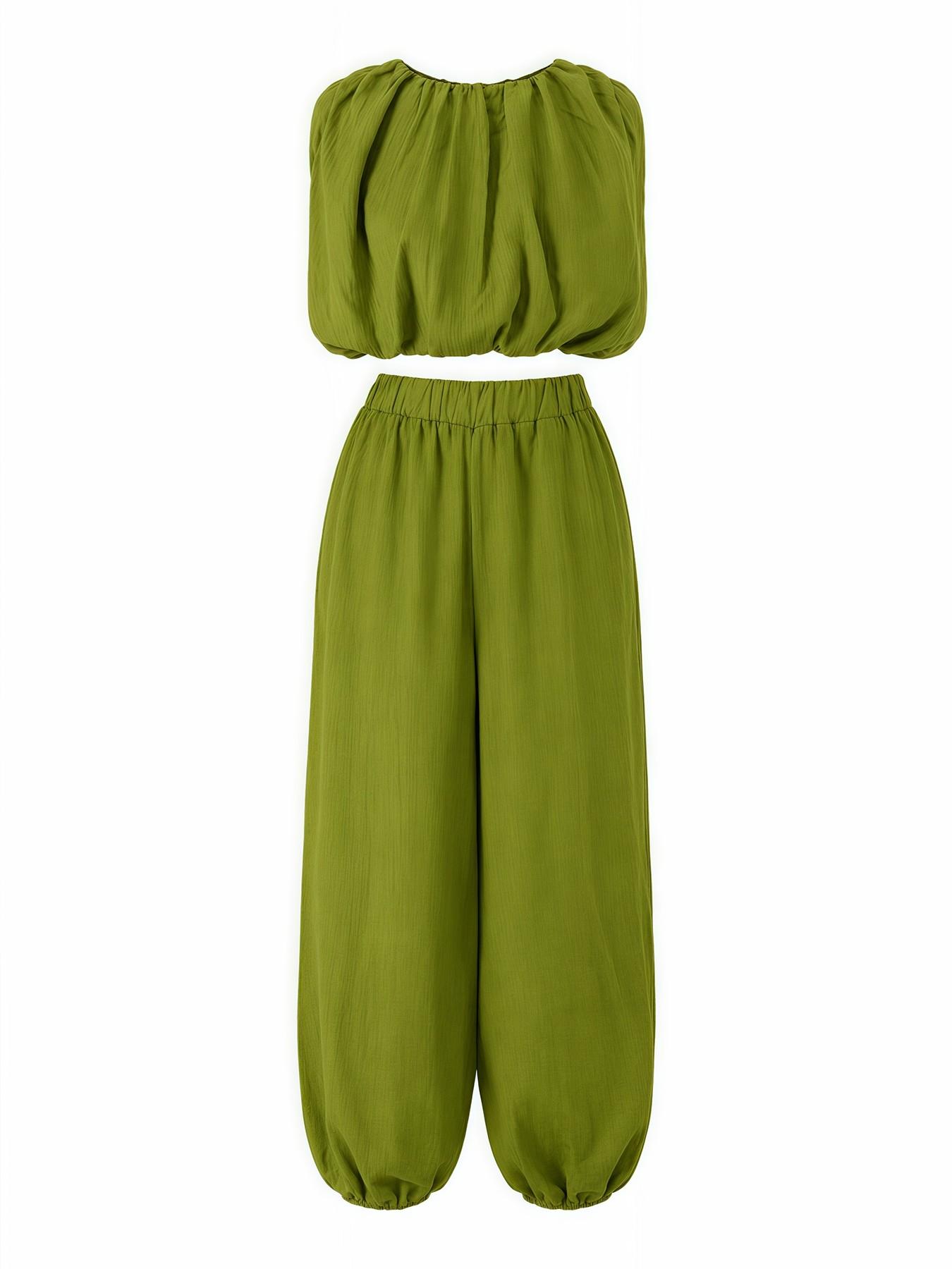 Short Sleeve Top and Wide Leg Pants Set, High Waist Two-Piece, Slimming, Fit and Breathable, Casual Chic Fashion Summer Essential, Clothes, Comfy Summer Sets