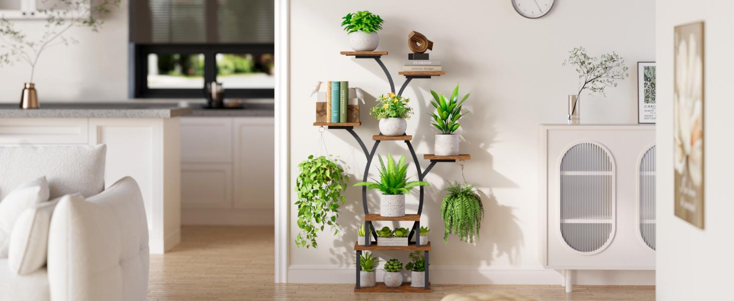 Plant Stand Indoor with Grow Light, 8 Tiered Plant Shelf Indoor for Multiple Plant, Metal Corner Plant Stand Plant Holder Flower Stand Display Rack for Patio, Garden, Balcony, Living Room