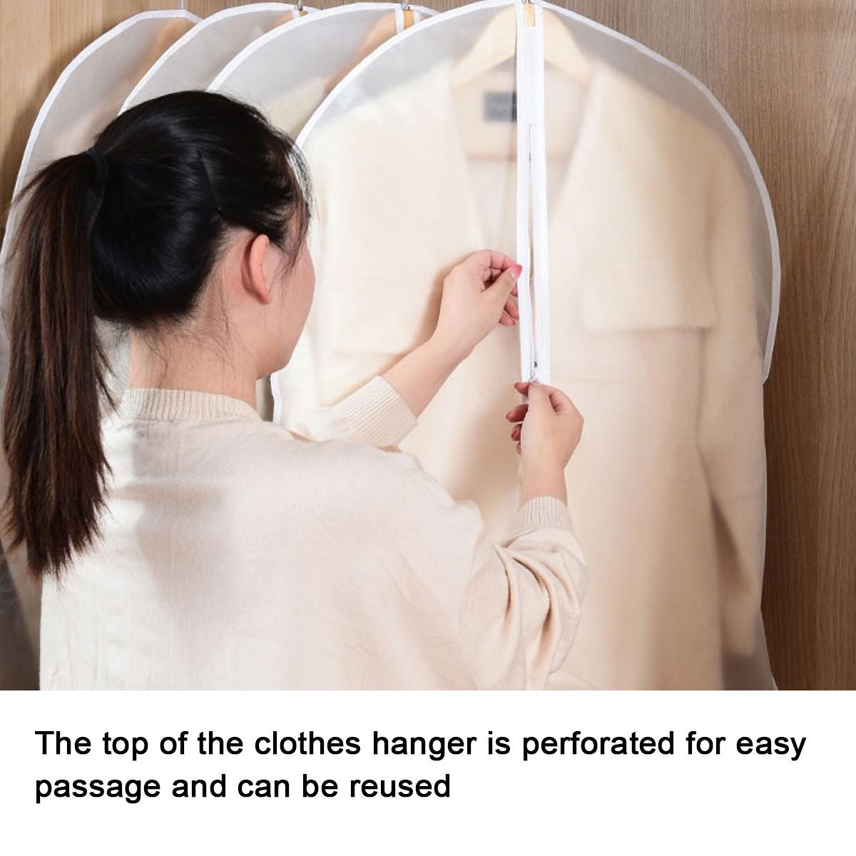 5pcs Semi-Transparent PEVA Dust-Proof Clothing Storage Cover, Suitable for Hanging Clothes, Dust-Proof Suit Bag for Home Wardrobes, Organizing And Storing Space for Spring And Summer, Travel Essentials, Clothing Protection Storage Bag