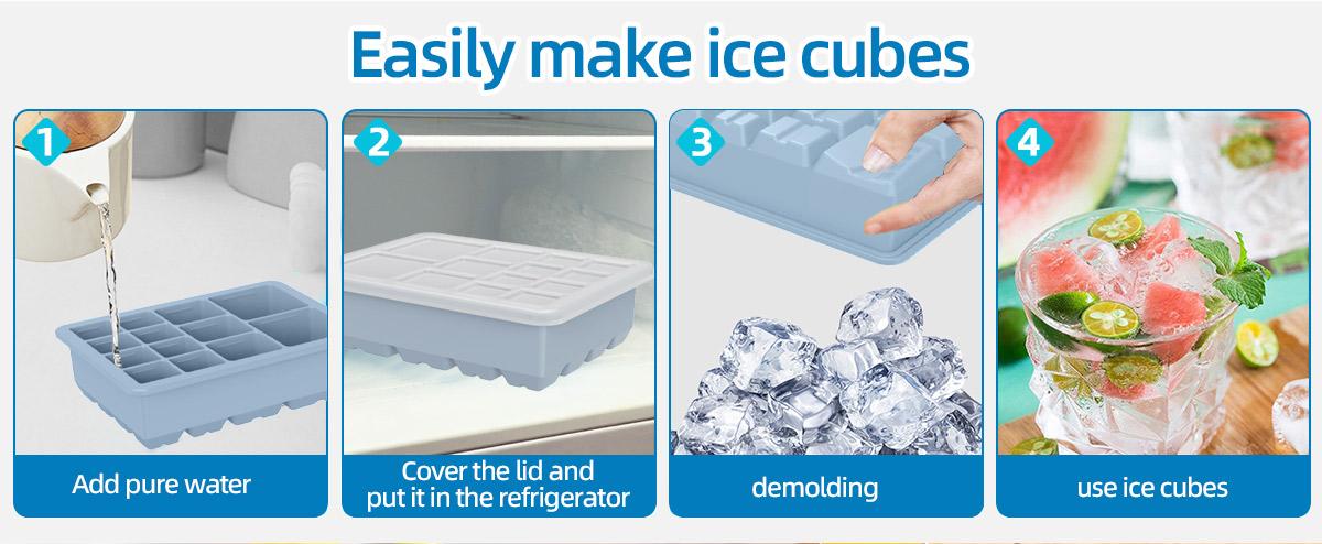 13-Compartment Ice Cube Tray with Lid, Silicone Mold, Reusable Freezer Box, Easy Release, DIY Whiskey Drink Ice Cubes
