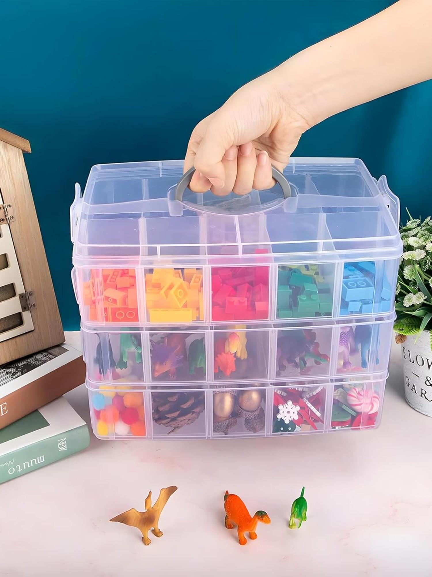 Three-Layer Stackable Storage Container Box with Dividers, 30 Compartments, Bead Organizer for Art Crafts, Jewelry Storage Solution, Stackable Structure