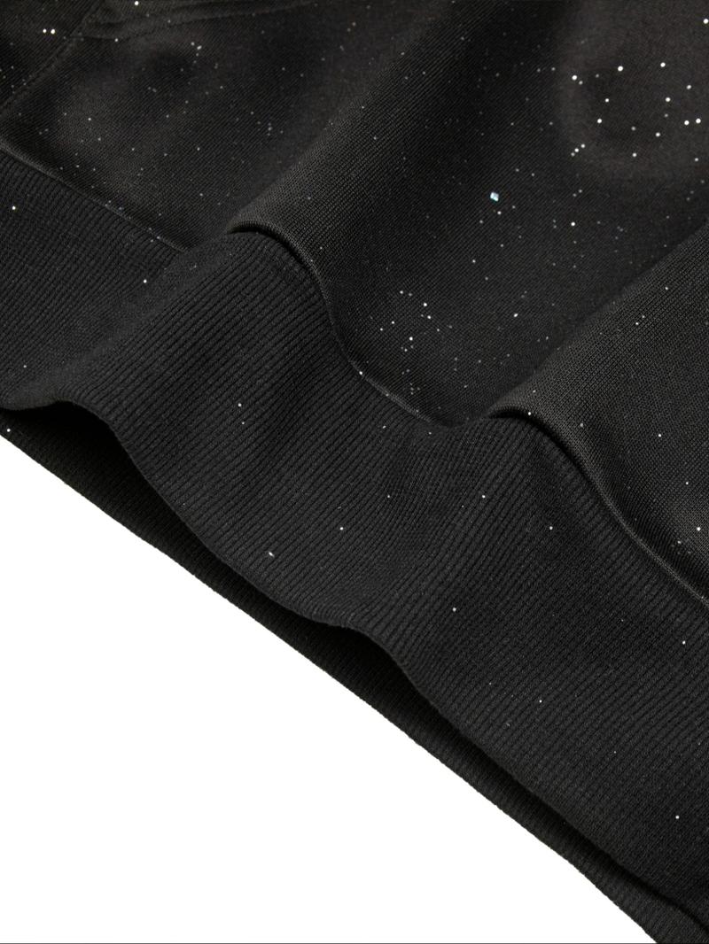 Men's Fleece Hoodie Sweatshirt, Gothic Cross Element, Star Dye Craft, Kangaroo Pocket, Casual Loose Fit Drawstring Pullover, Fall & Winter