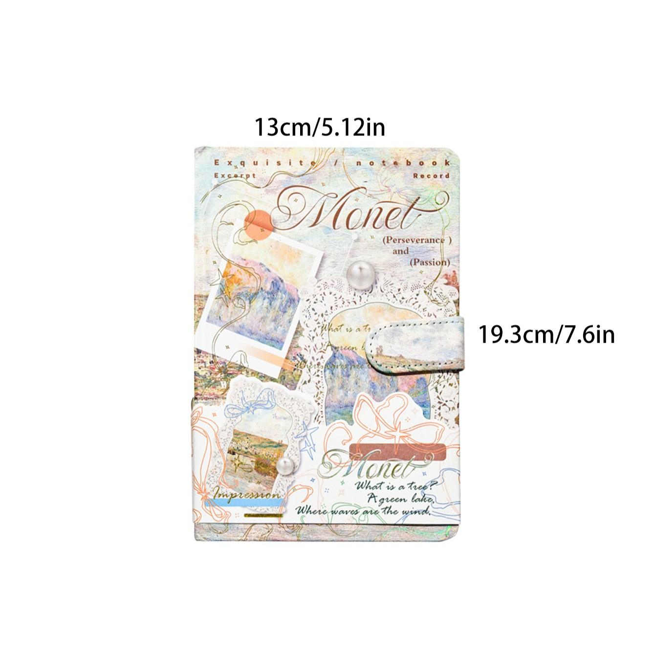 96-Page Oil Painting Style Gold Foil Magnetic Notebook, Vintage Art Journal, Premium Gold Foil Hardcover, Colorful Thickened Illustrations, Girl's Diary