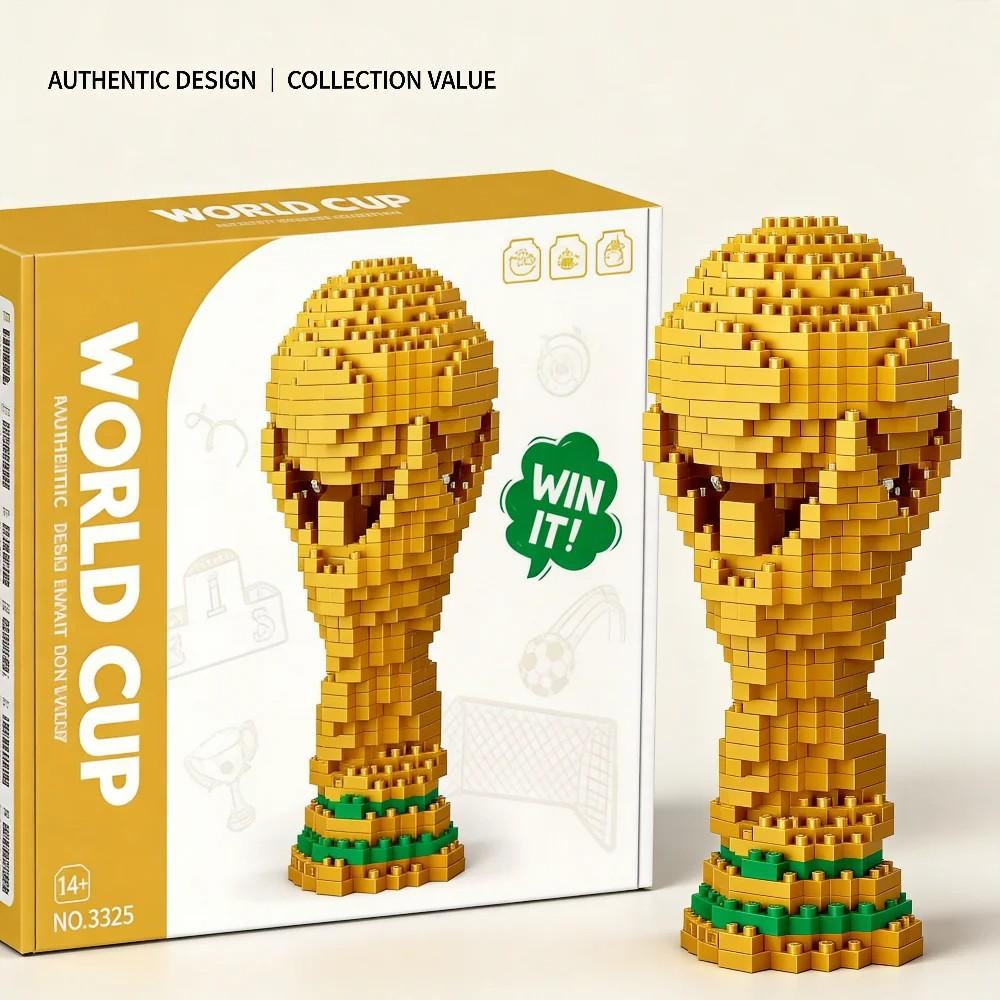 World Cup Hercules Cup Micro Particle Building Blocks Adult High Difficulty Assembly Model Creative Ornament Fan Collection Ornament is a perfect puzzle assembly toy gift that can test patience