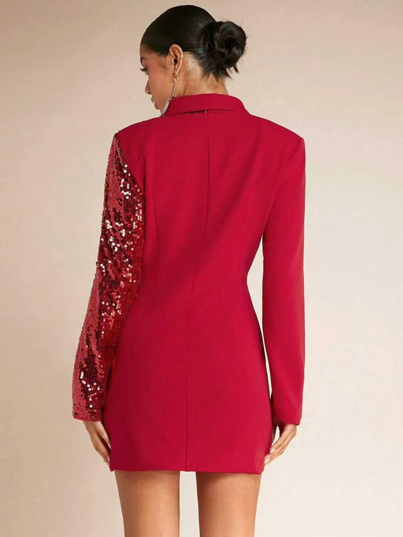 Women's Two-Button Suit Jacket Set, Long Sleeve, Perfect for Fall & Winter, Home Wear, Indoor & Outdoor, Casual Fitted Style