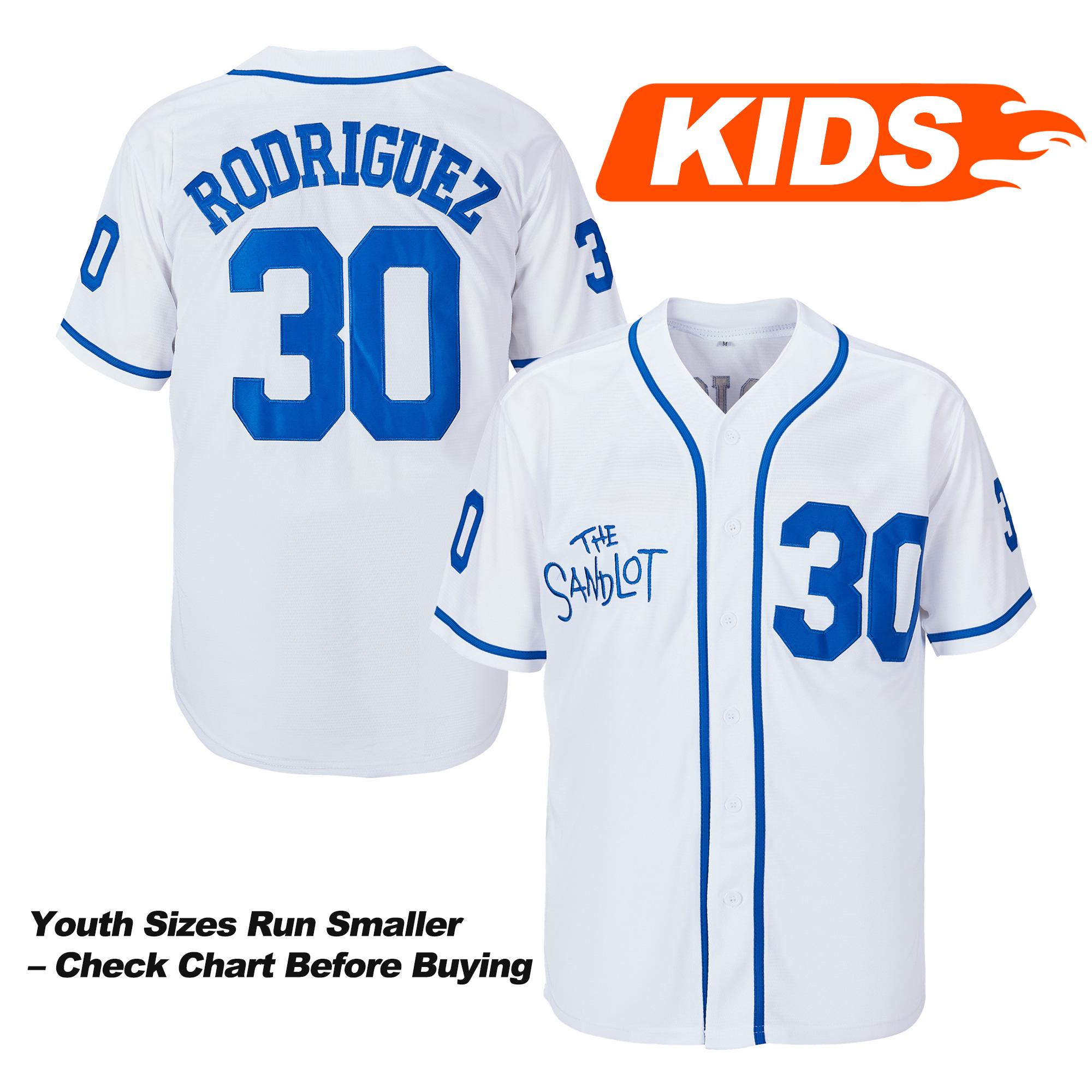 Youth Baseball Jersey,#30 Benny The Jet Rodriguez #5 Michael Squints The Sandlot Movie Baseball Jersey,Summer,Stitched S-XL,Gift for Game Day, Greenish