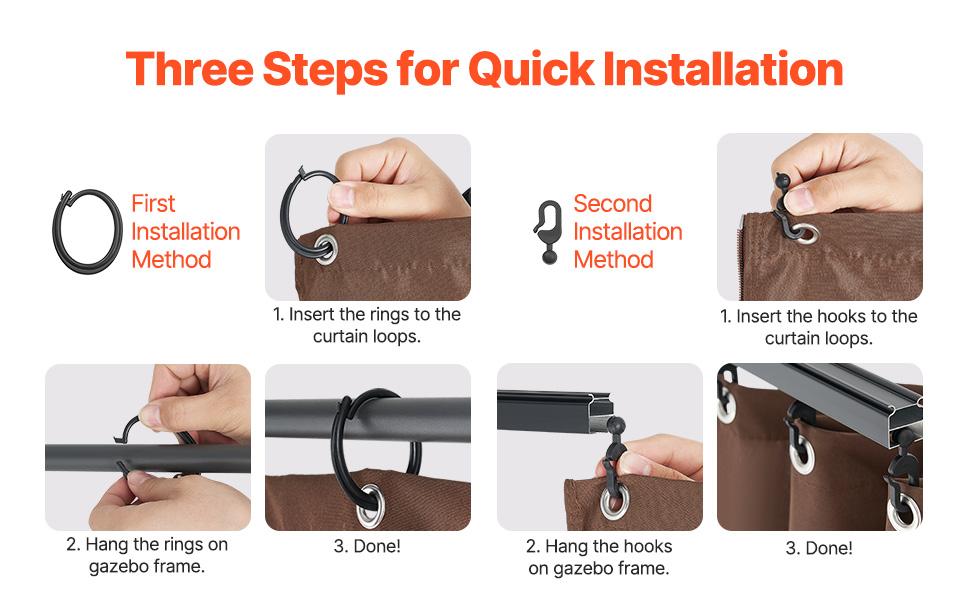 VEVOR Gazebo Curtains Outdoor, Fit Most 10'x 10'x 6.9' Gazebos, 4-Panel Sidewall Gazebo Privacy Curtains with Zippers, Outdoor Curtain Replacement for Patio Canopy, Only Curtain, Coffee