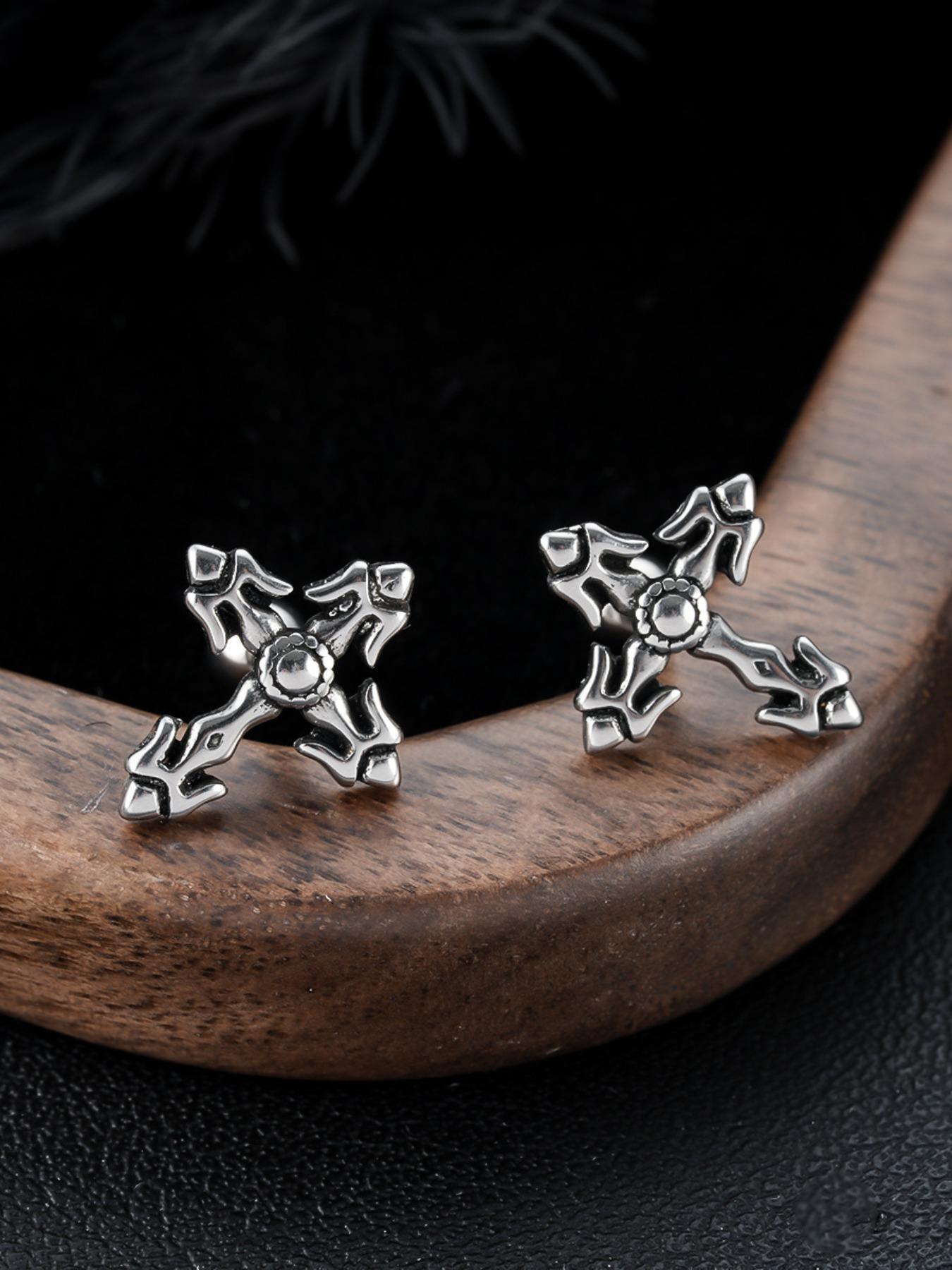 Cross Earrings for Men and Women, Punk Fashion Jewelry, Trendy and Stylish Ear Studs, Versatile Accessory for All Occasions