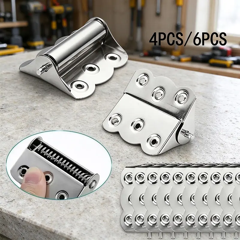 GJANSH 4 Pcs Spring Loaded Hinges Stainless Steel Self Closing Screen Door Hinges 2.4 x 3 Inch for Home Interior, Exterior Doors and Commercial Use