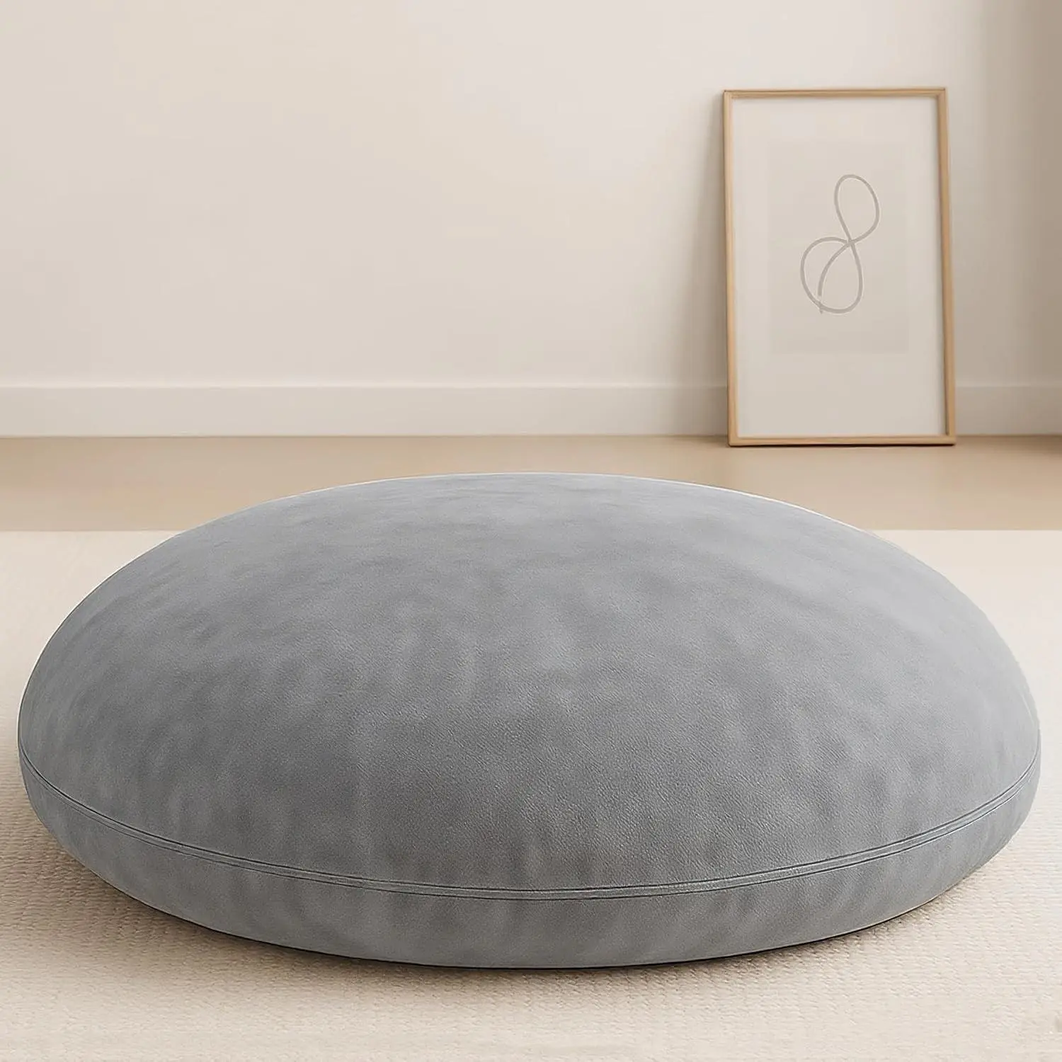 32" Floor Pillow, Large Meditation Cushions for Adults, Grey | Removable machine-washable covers, shredded memory foam filling, soft floor seating for reading, relaxing and yoga