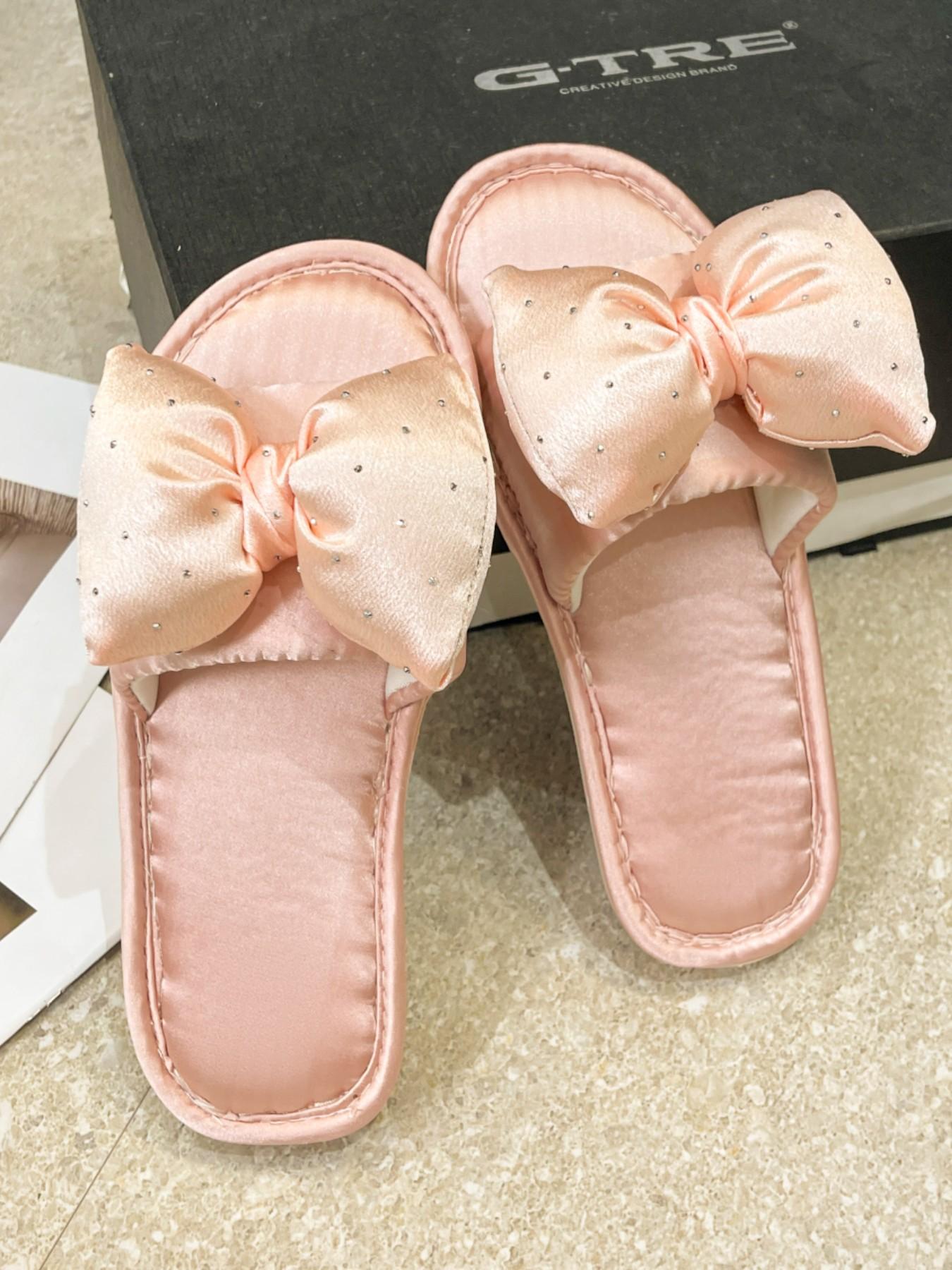 Women's Summer Slippers, Sweet Bowknot Decor, Casual Textile Tpu Sole, Versatile Beach Sandals, Comfortable Indoor Outdoor Footwear
