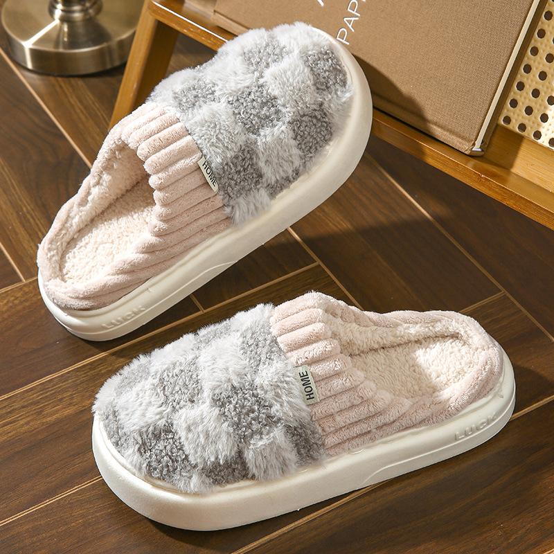 Women's Fuzzy Memory Foam Slippers Warm Cotton Soft Lightweight House Indoor Shoes Footwear Flipflop Slide Parent Girl