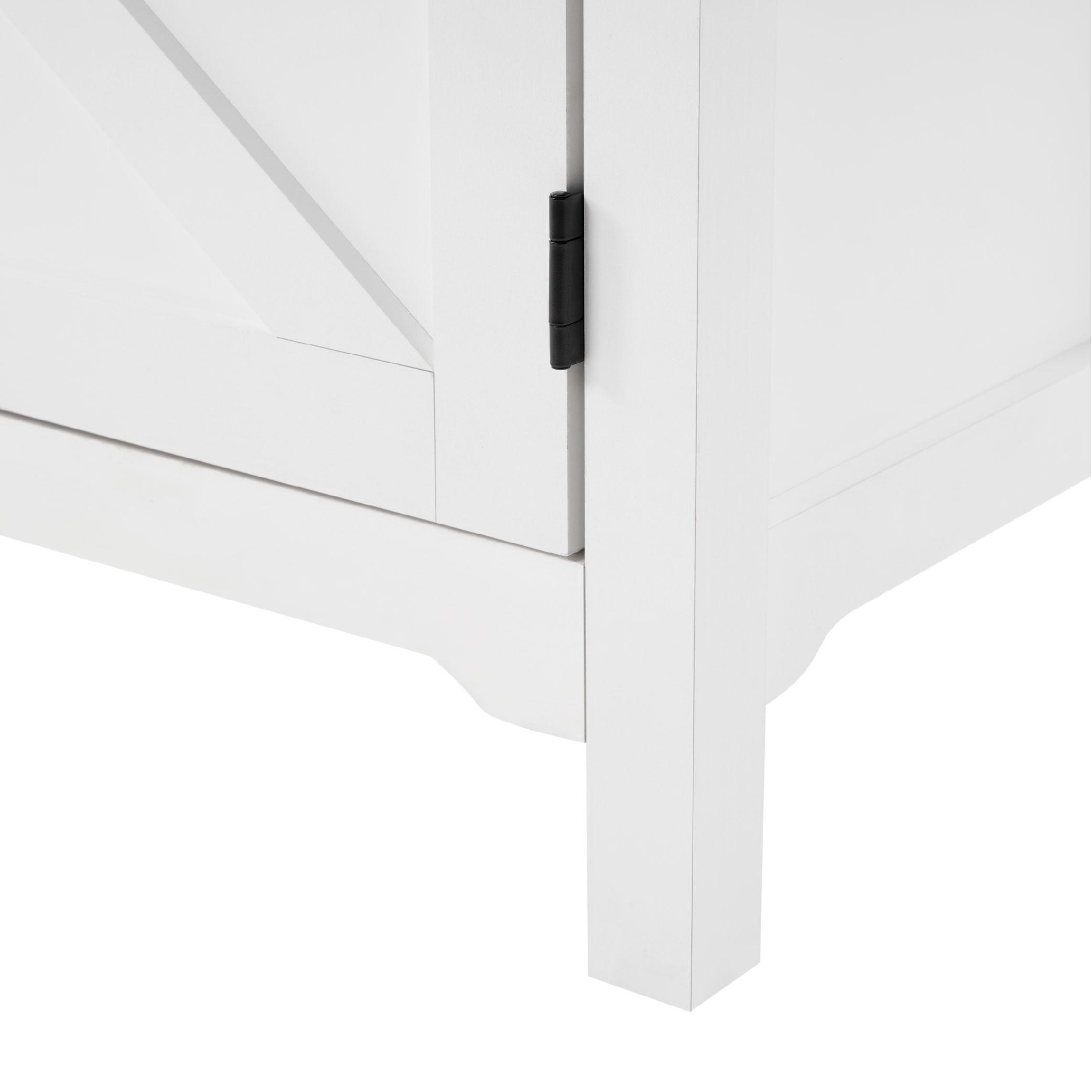 【TikTokShopBlackFriday】Farmhouse Buffet Sideboard Cabinet with Barn Doors, 58" Rustic Kitchen Storage Cabinet with Adjustable Shelves, Antique White Coffee Bar Cabinet for Dining Room, Living Room, Entryway TV Stand