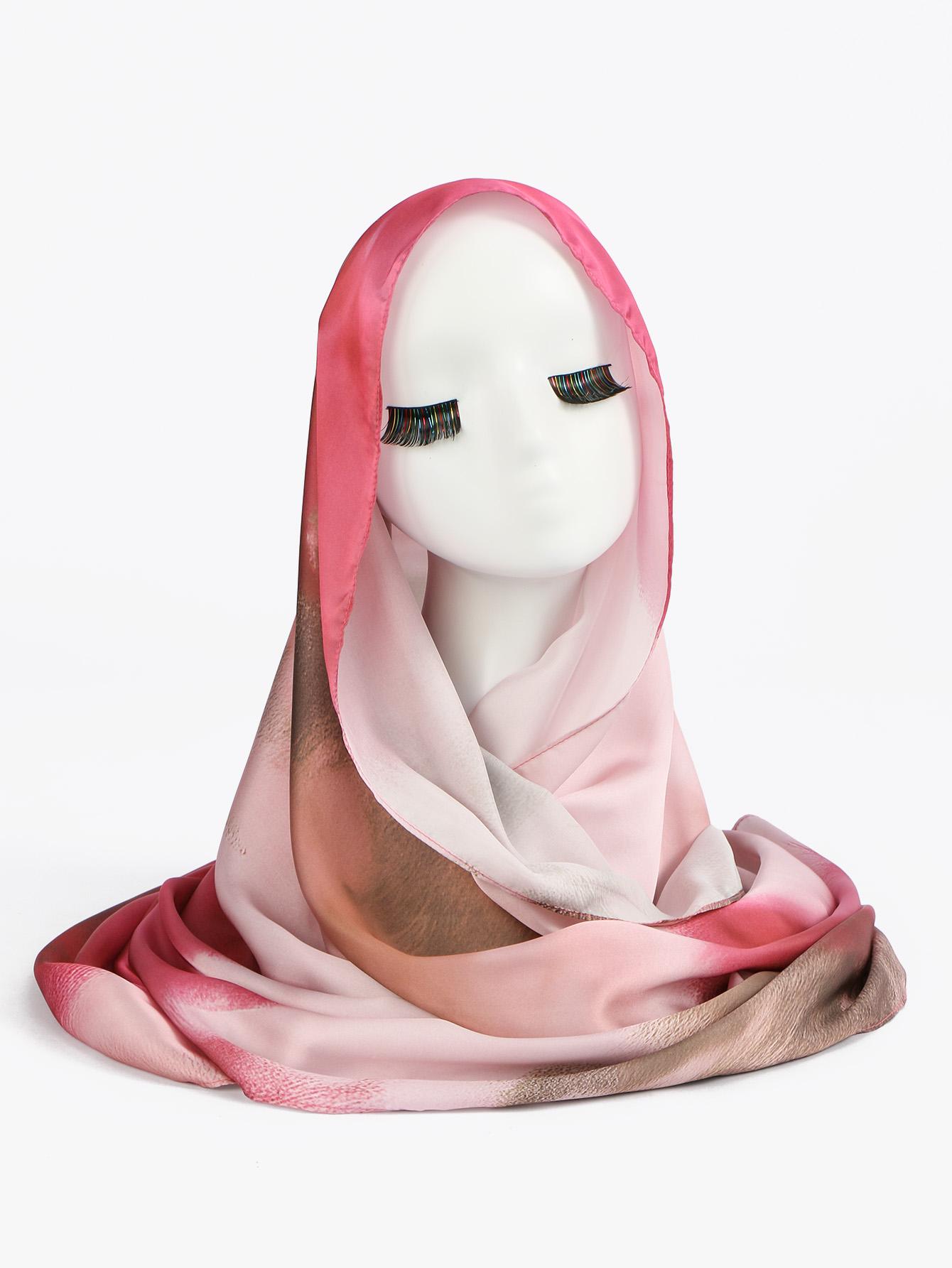 Women's Breathable Jersey Hijab Scarf, Digital Gradient Print Design, Soft Fabric Comfort Fit, Suitable for Various Occasions, For Muslim, Modesty