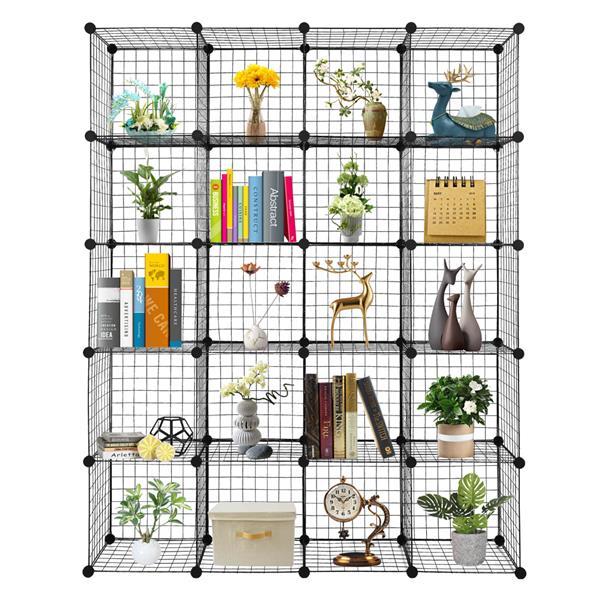 20-Cube Organizer Cube Storage Storage Shelves Wire Cube Storage Origami Shelves Metal Grid Multifunction Shelving Unit Modular Cubbies Organizer Bookcase Household Plastic