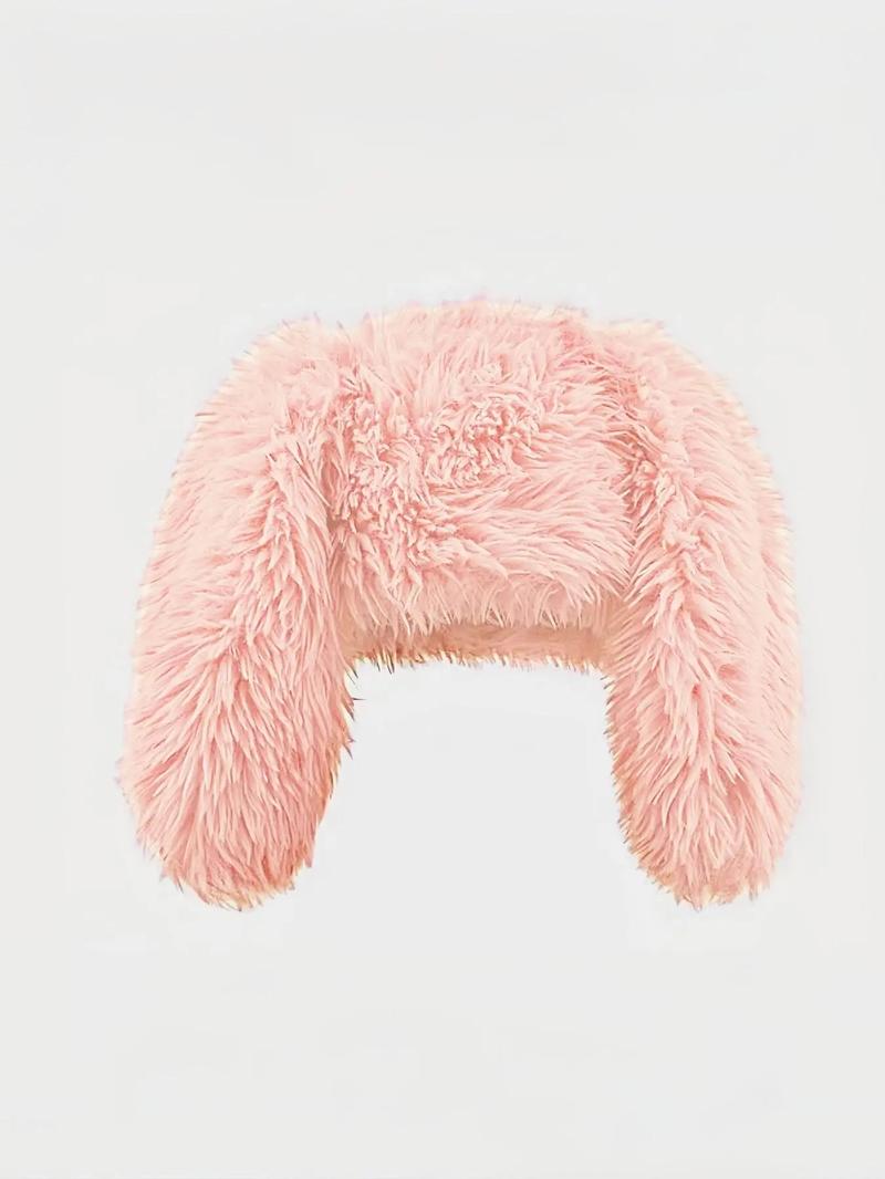 Funny Cute Long Bunny Ears Plush Hat, Warm Ear Protection Fisherman Cap, Halloween Party Costume Accessory, All Seasons Fashion