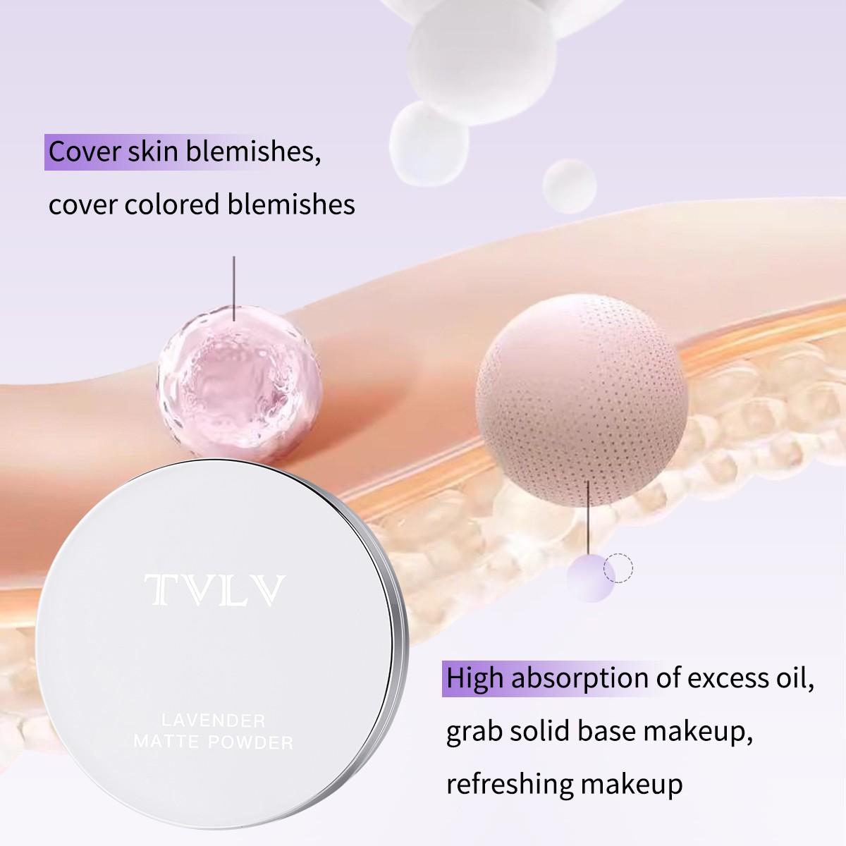 Lavender set makeup powder, light mist, invisible pores, oil control, non sticking powder, waterproof, durable concealer, set makeup powder, suitable for daily use, party use