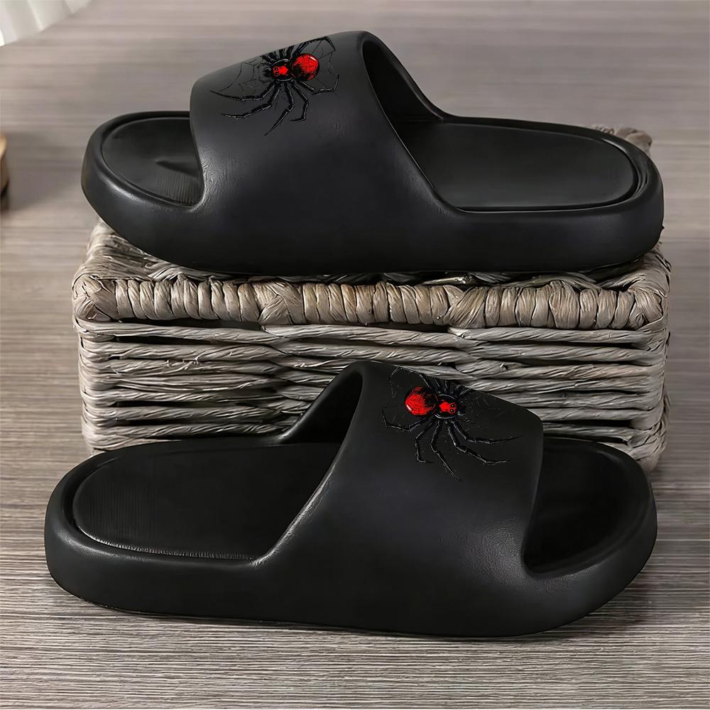 1 Pair of New Unisex Slippers, Featuring a Cool Black and Red Spider Pattern, Indoor/outdoor Slippers, Holiday Gift Slippers, Women's House Shoes, Room Slippers, Birthday Gift Slippers, Casual Slippers, Summer EVA Slippers, Bathroom Slippers